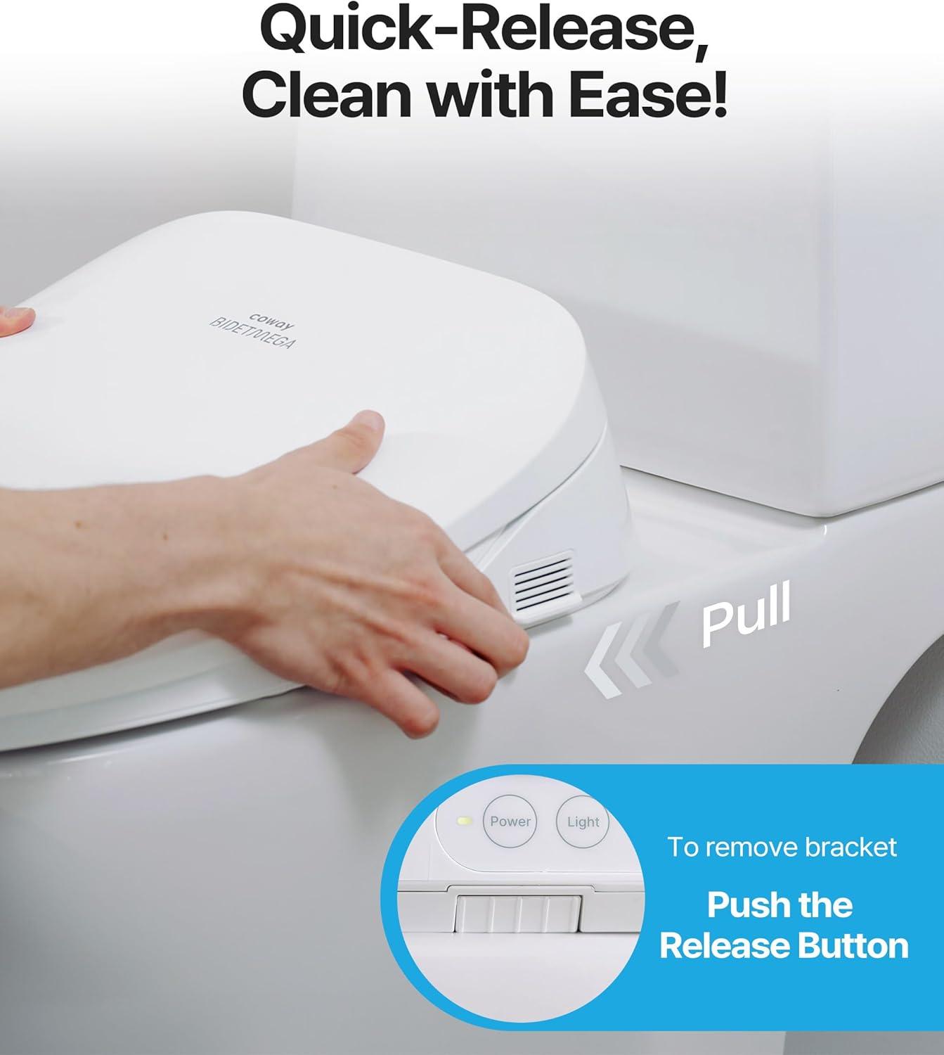 Bidetmega 500S Electric Instant Heating Bidet Seat for Round Toilets in White