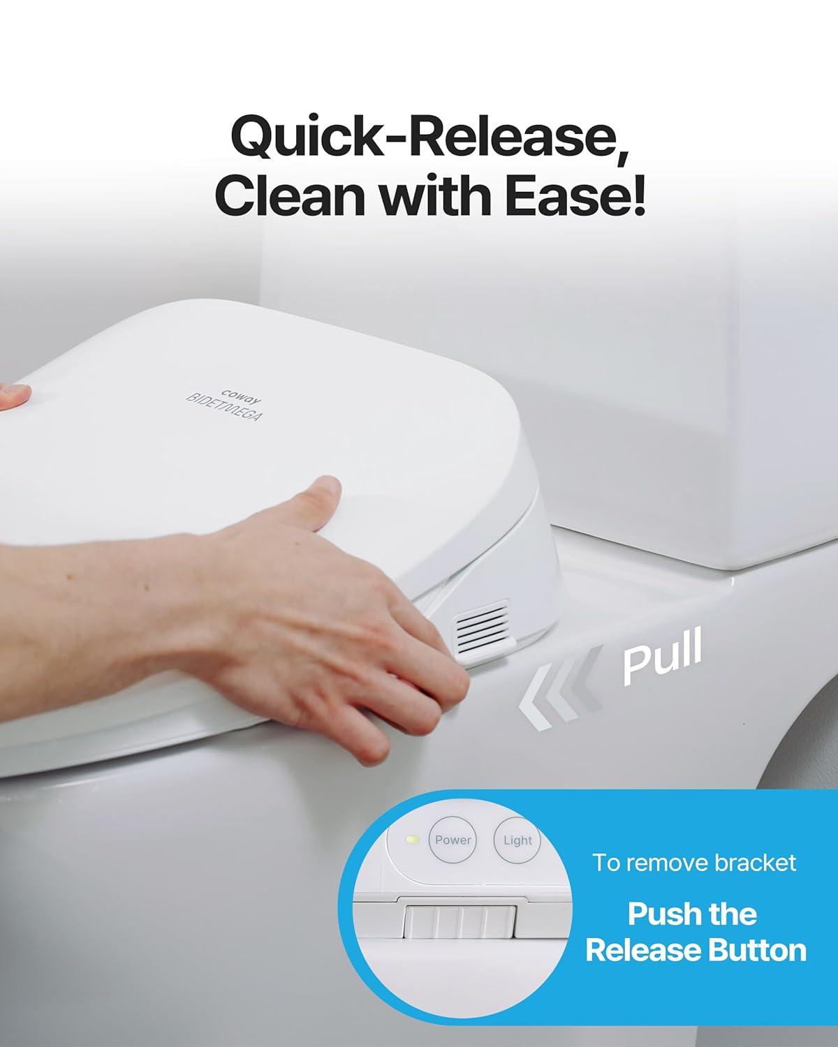 Bidetmega 500S Electric Instant Heating Bidet Seat for Round Toilets in White