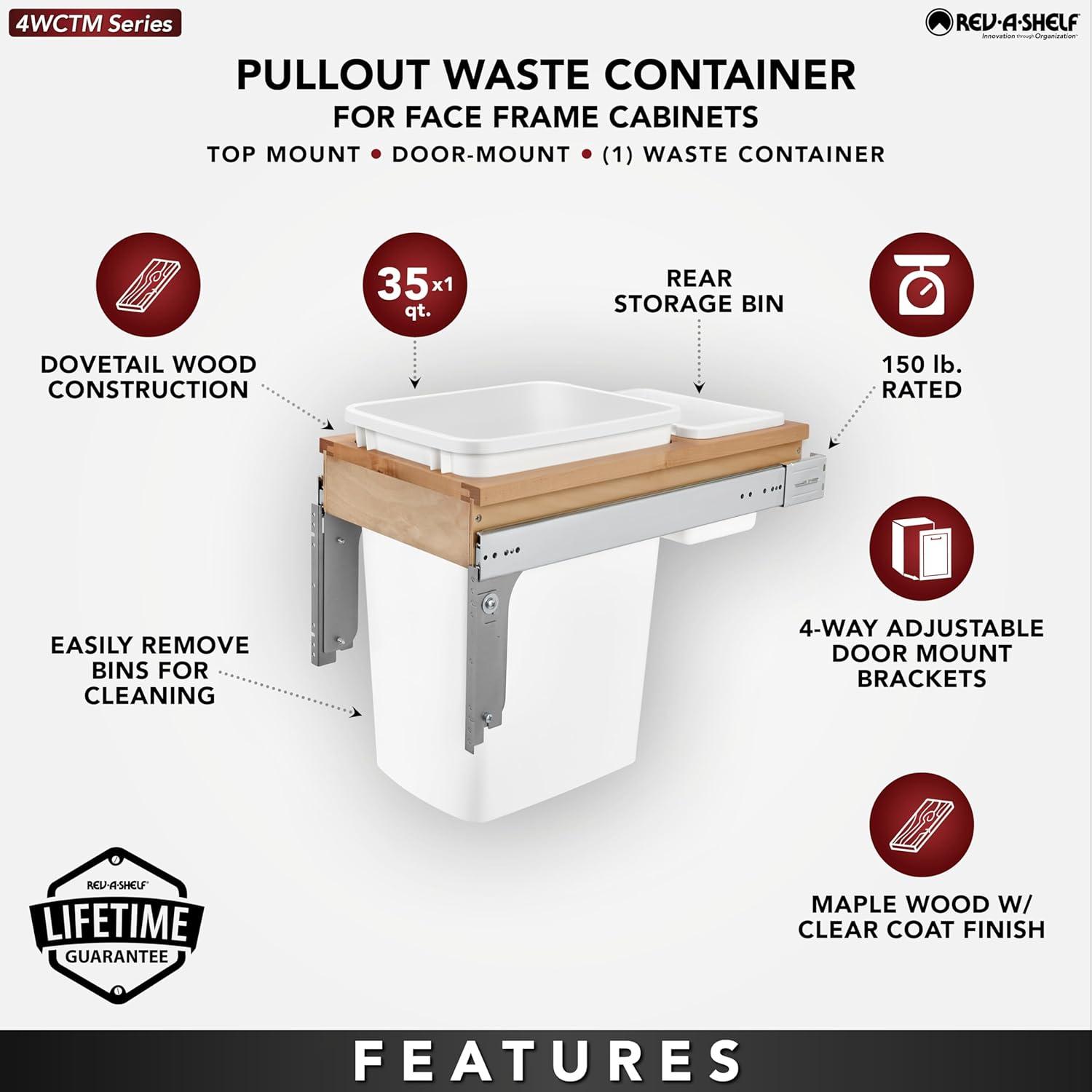 Rev-A-Shelf Rev-A-Shelf Single Pullout Top Mount Trash Can