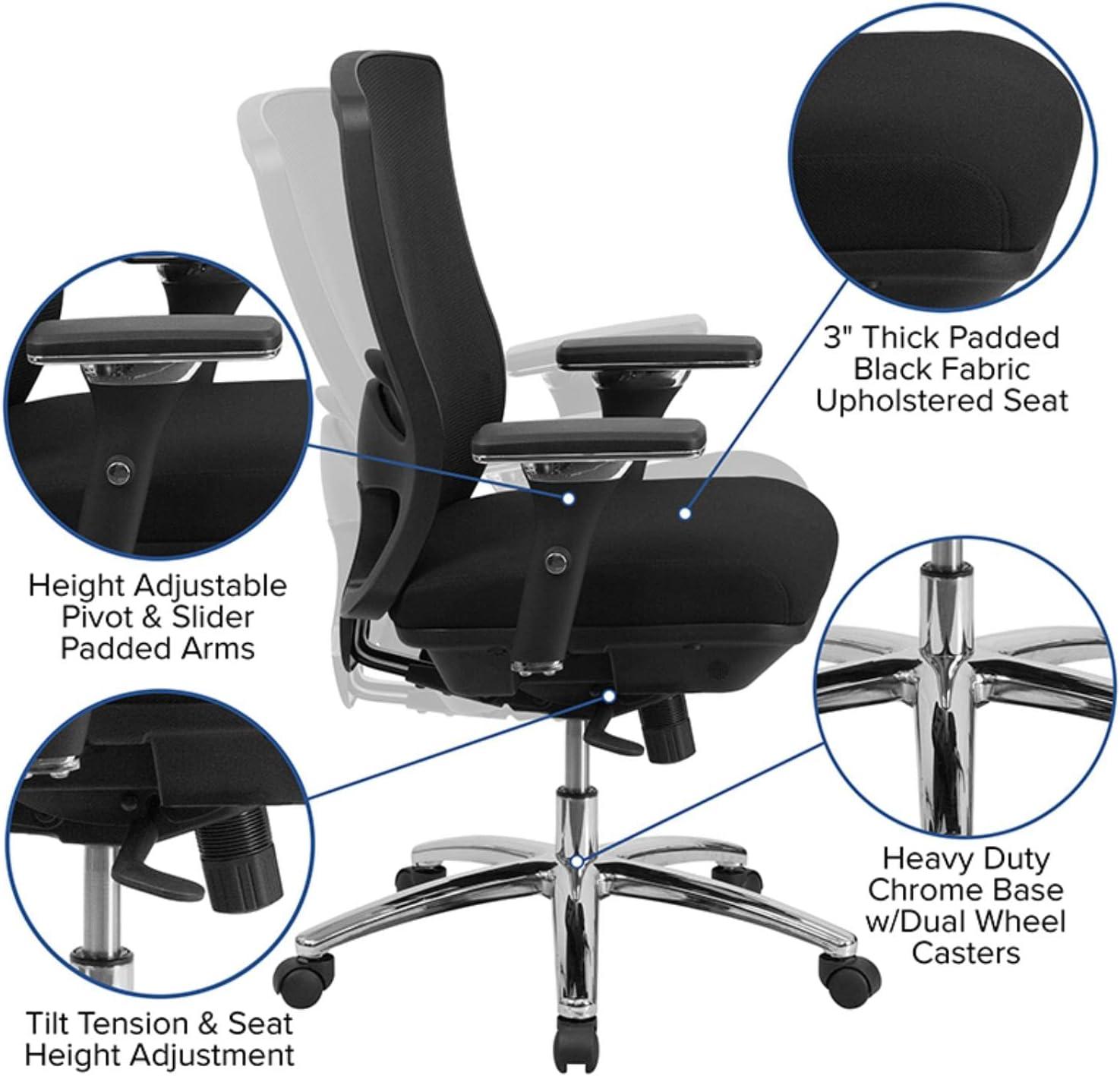 Black Mesh and Chrome Adjustable Swivel Office Chair