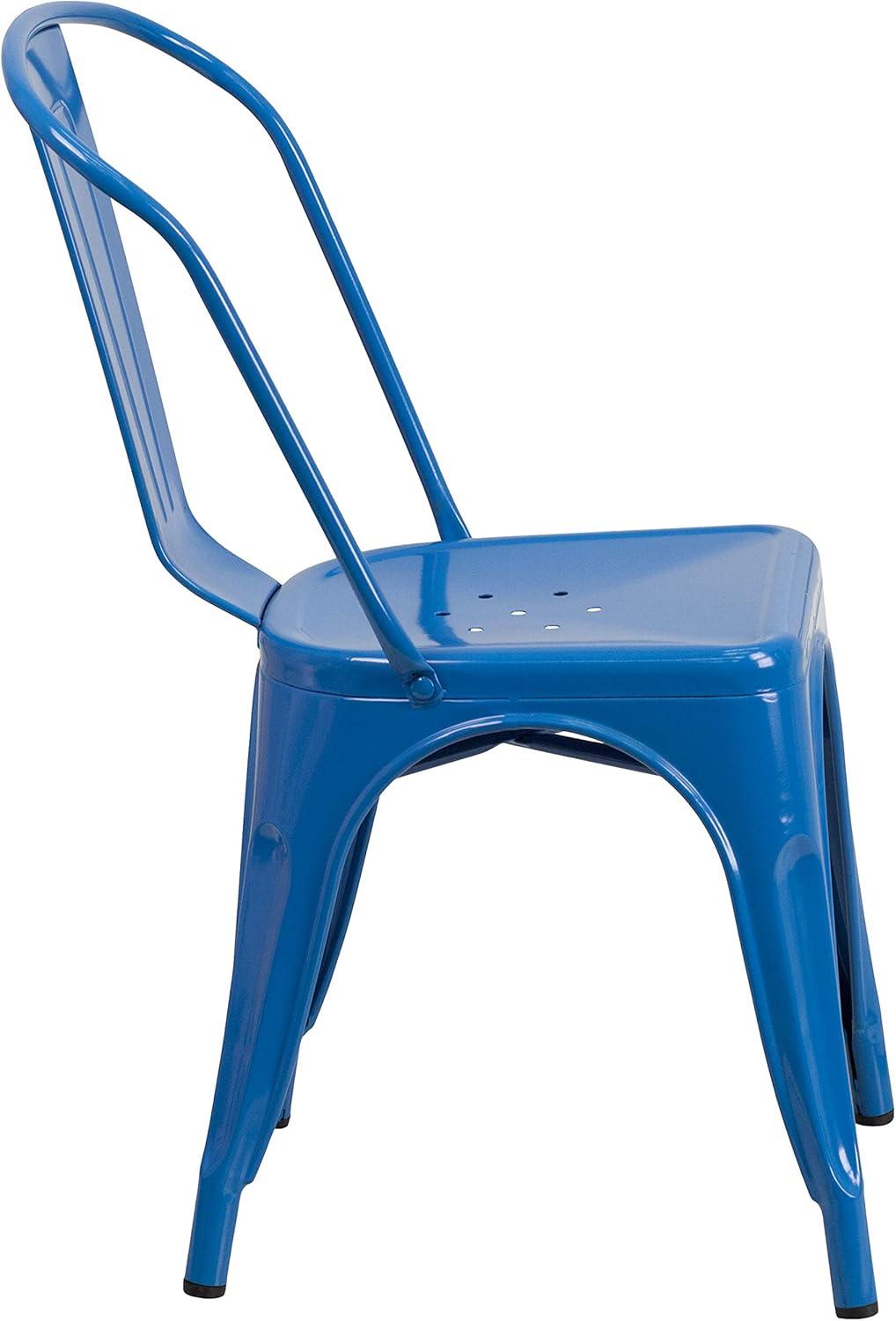 Flash Furniture Hucheson Metal Indoor-Outdoor Stackable Chair - Restaurant Chair - Bistro Chair (Set of 4)