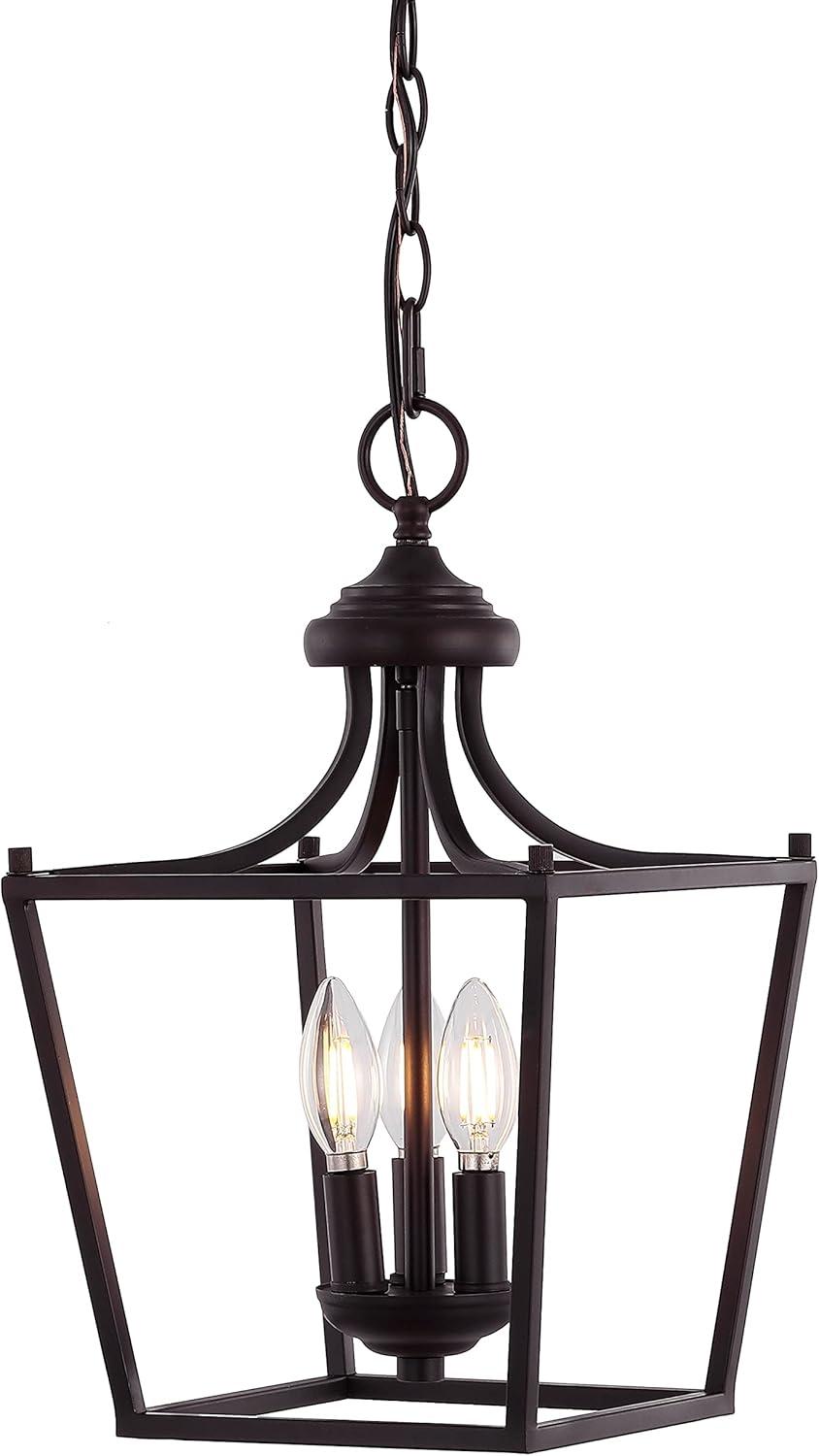 Camden 10" 3-Light Iron Classic Midcentury Pendant Lantern, Oil Rubbed Bronze
