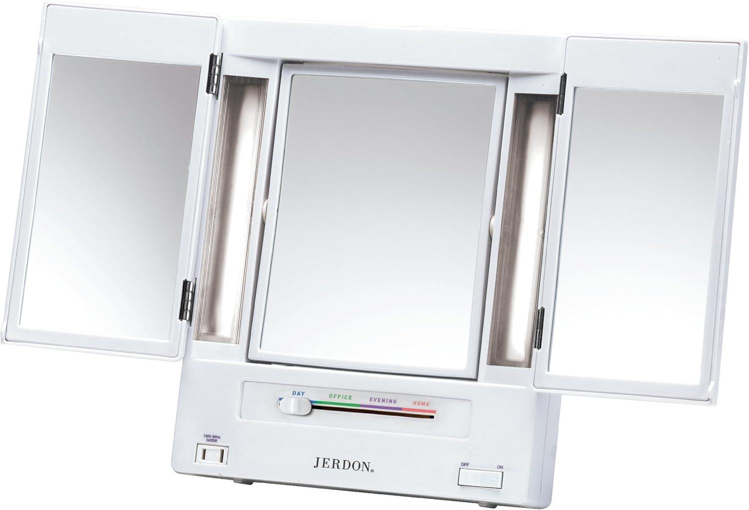 Washington Mews TriFold Lighted Tabletop Makeup Mirror, Plug In