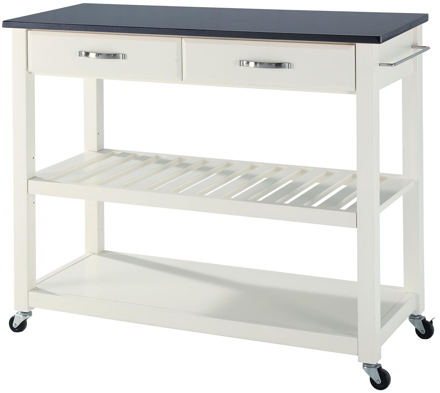 Granite Top Kitchen Prep Cart White/Black - Crosley