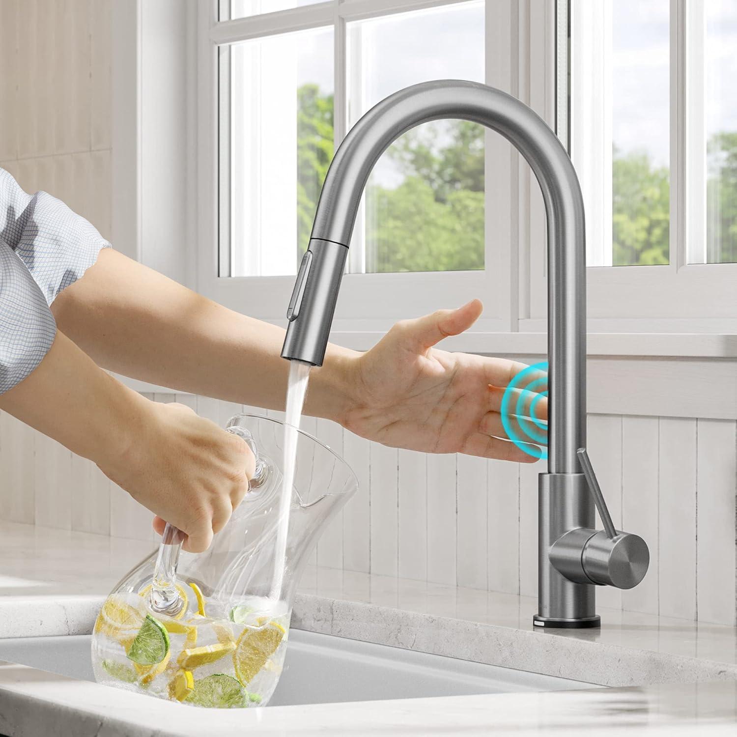 Spot Free Stainless Steel Touch Kitchen Faucet with Pull-Down Sprayer