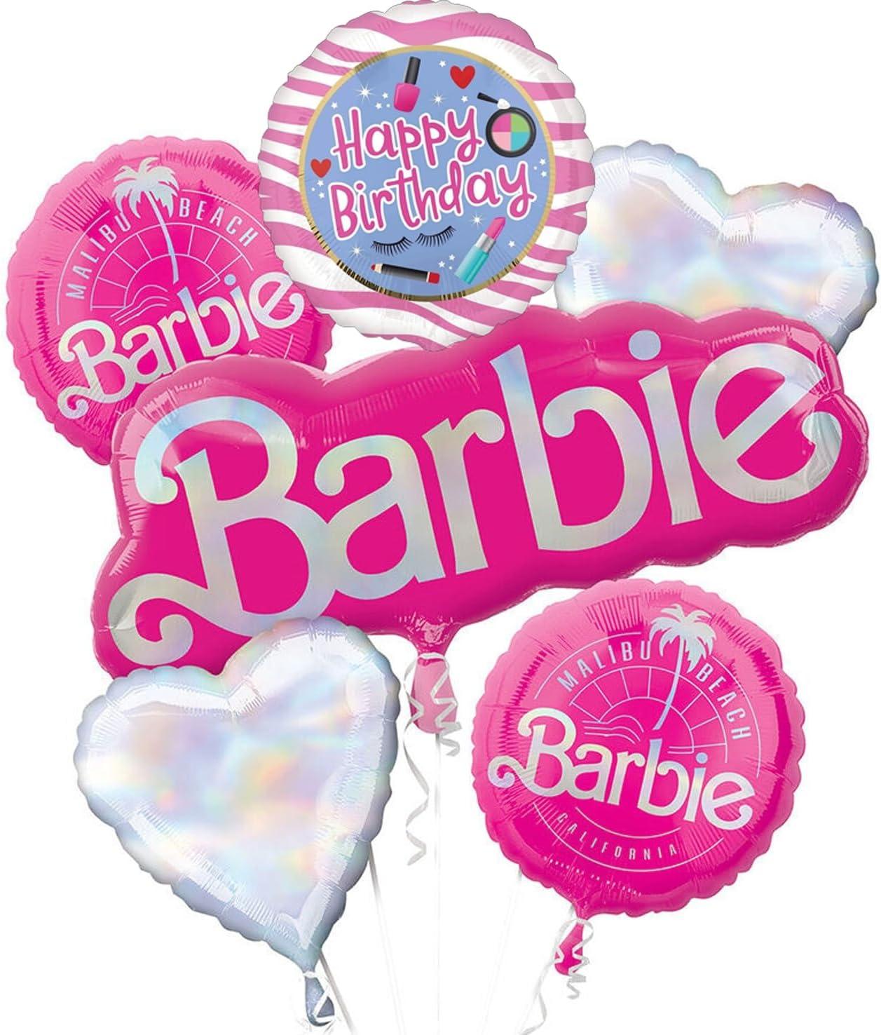 Barbie Pink and Iridescent Foil Birthday Balloon Set