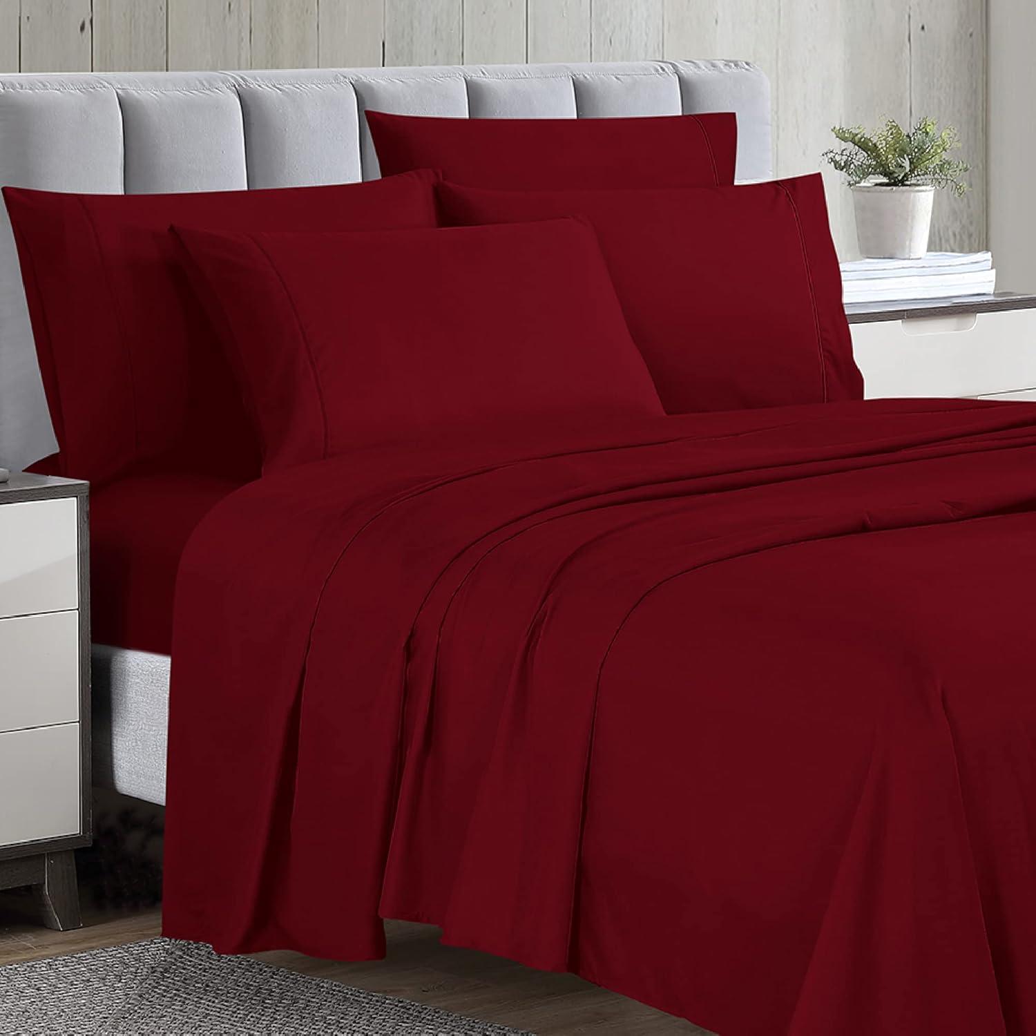 Burgundy California King Ultra-Soft Microfiber Sheet Set