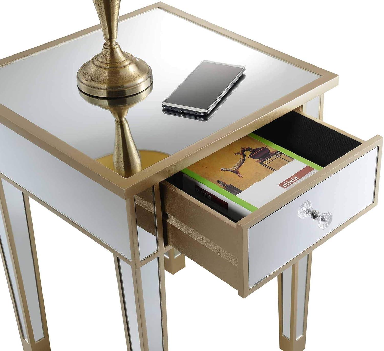 Convenience Concepts Gold Coast Mirrored End Table with Drawer, Multiple Colors