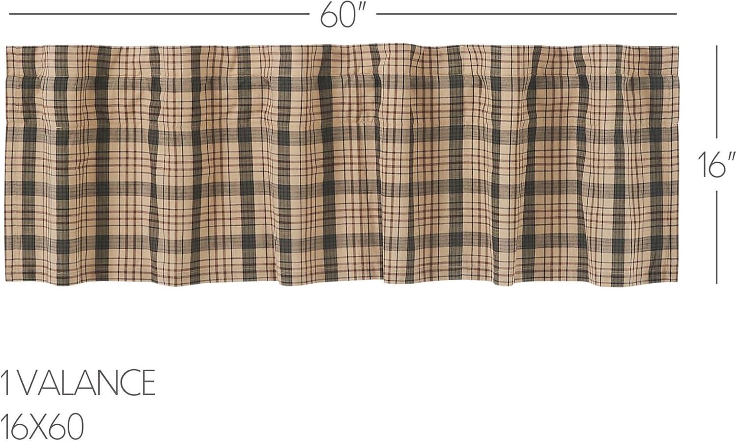 Rosalind Wheeler Holms Plaid Cotton Tailored Window Valance in Khaki/ Forest Green/ Russet