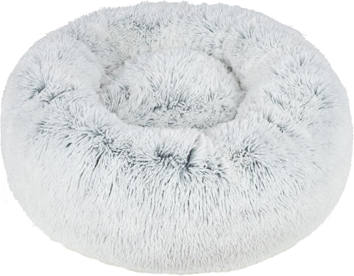 Best Pet Supplies Donut Dog Bed with Faux Fur, Anti-Anxiety Cushion, Slip-Resistant