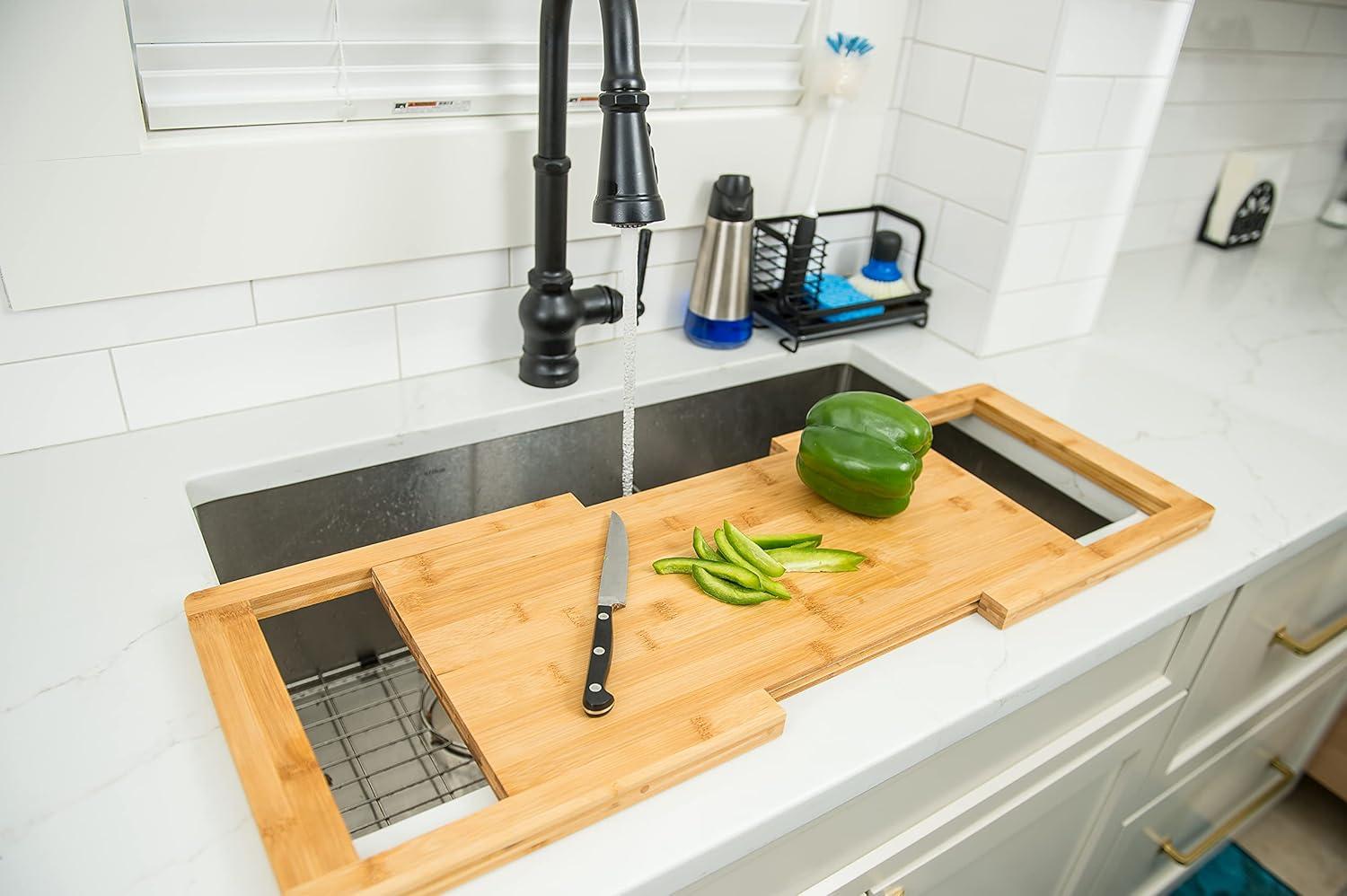 Expandable Bamboo Over-the-Sink Cutting Board