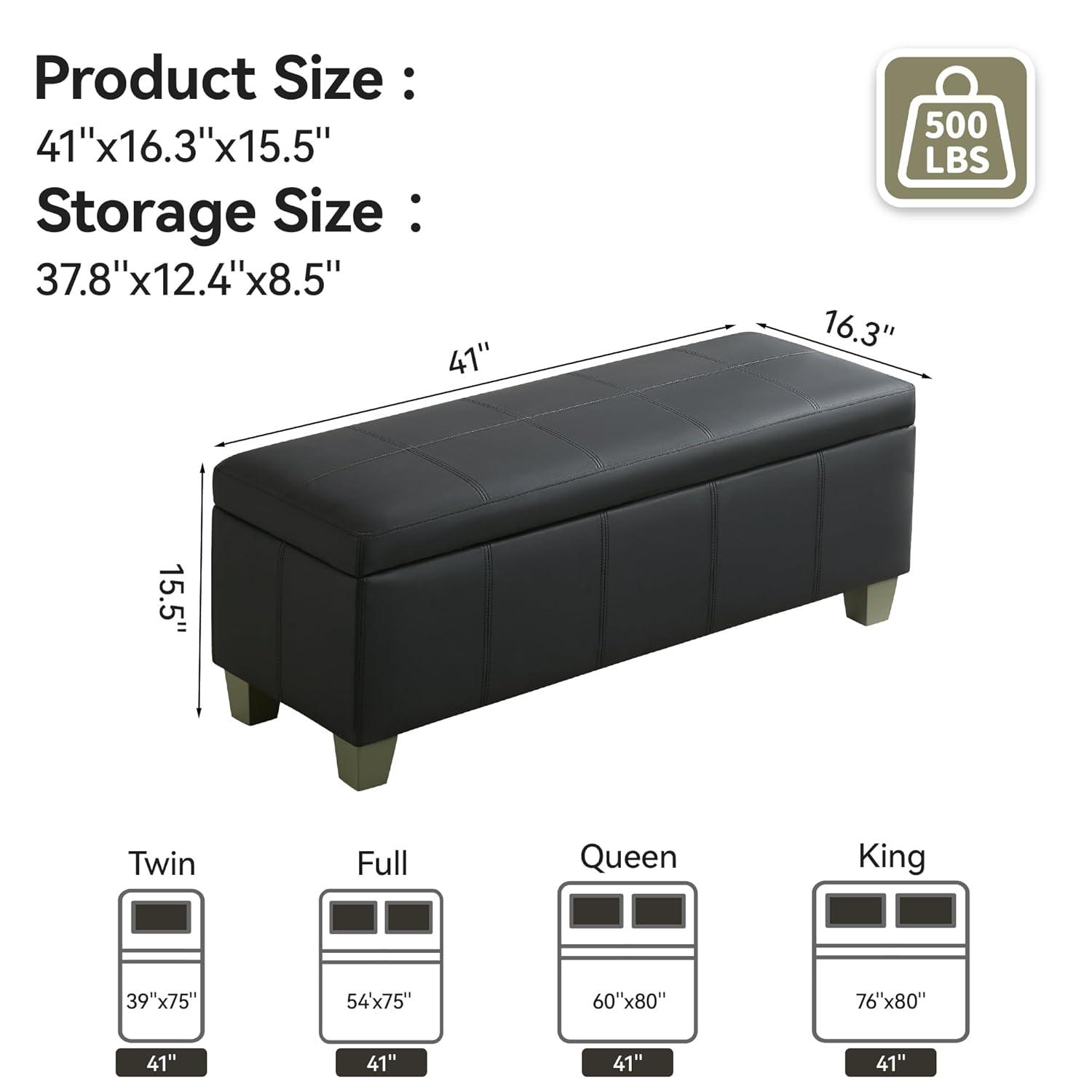 Ebern Designs Faux Leather Upholstered Storage Bench | Wayfair