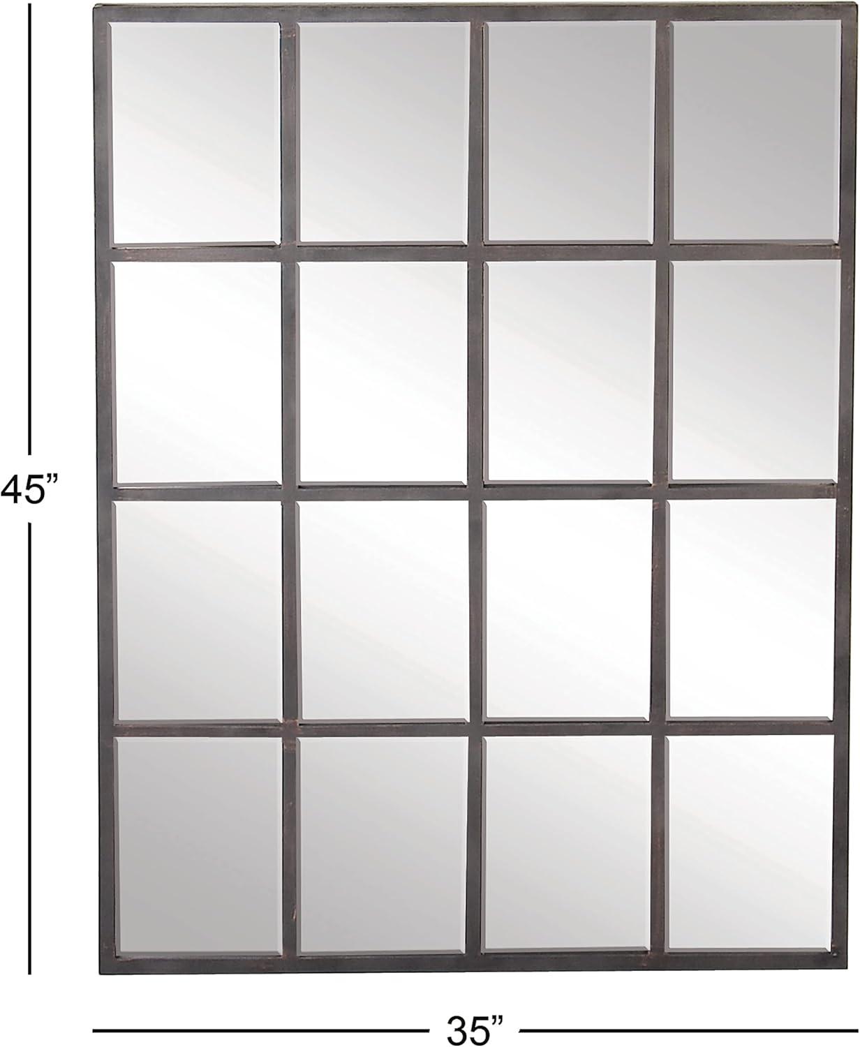 Glass Window Pane Inspired Wall Mirror Black - Olivia & May: Industrial Style, 45x35.38", Iron Frame