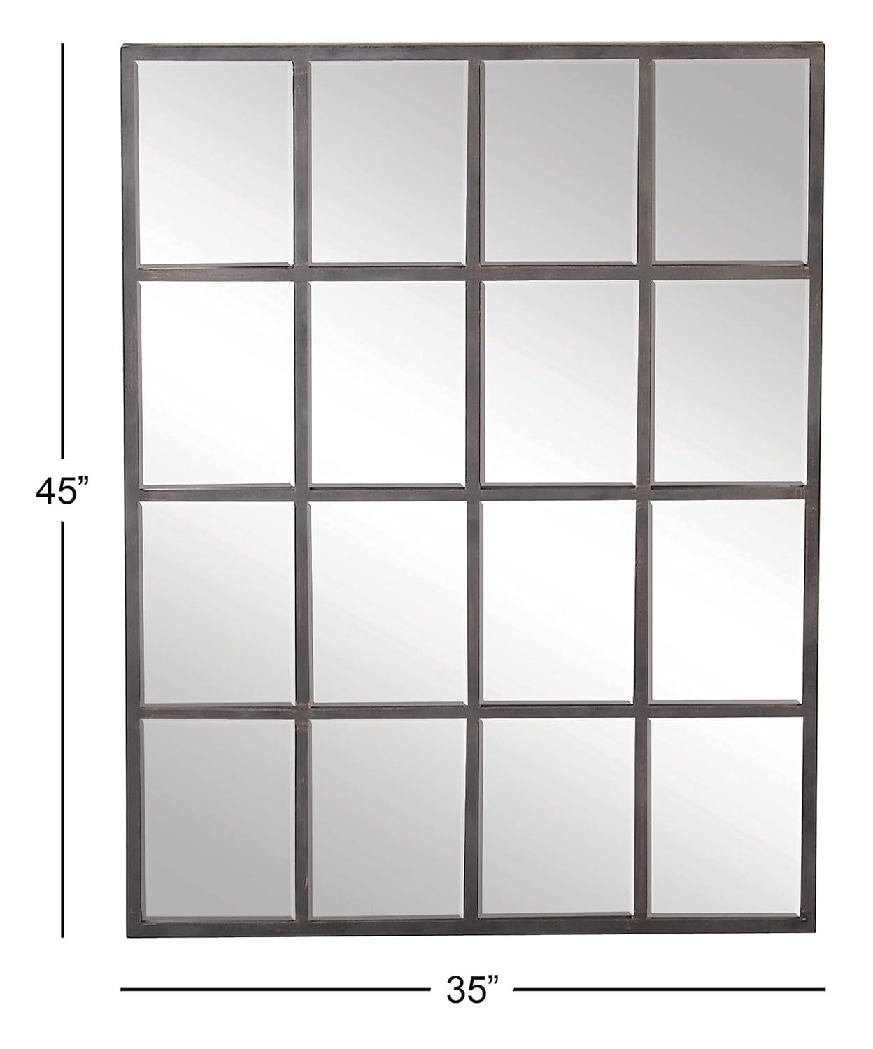 Glass Window Pane Inspired Wall Mirror Black - Olivia & May: Industrial Style, 45x35.38", Iron Frame