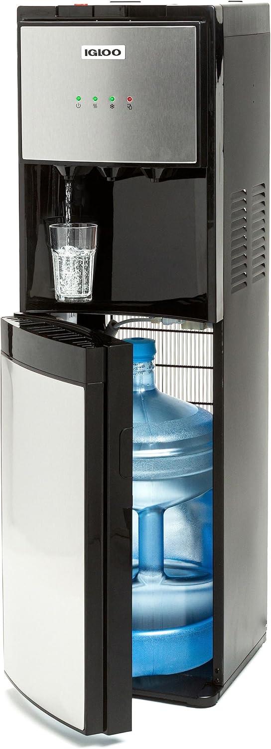 Black and Stainless Steel Bottom Load Water Dispenser