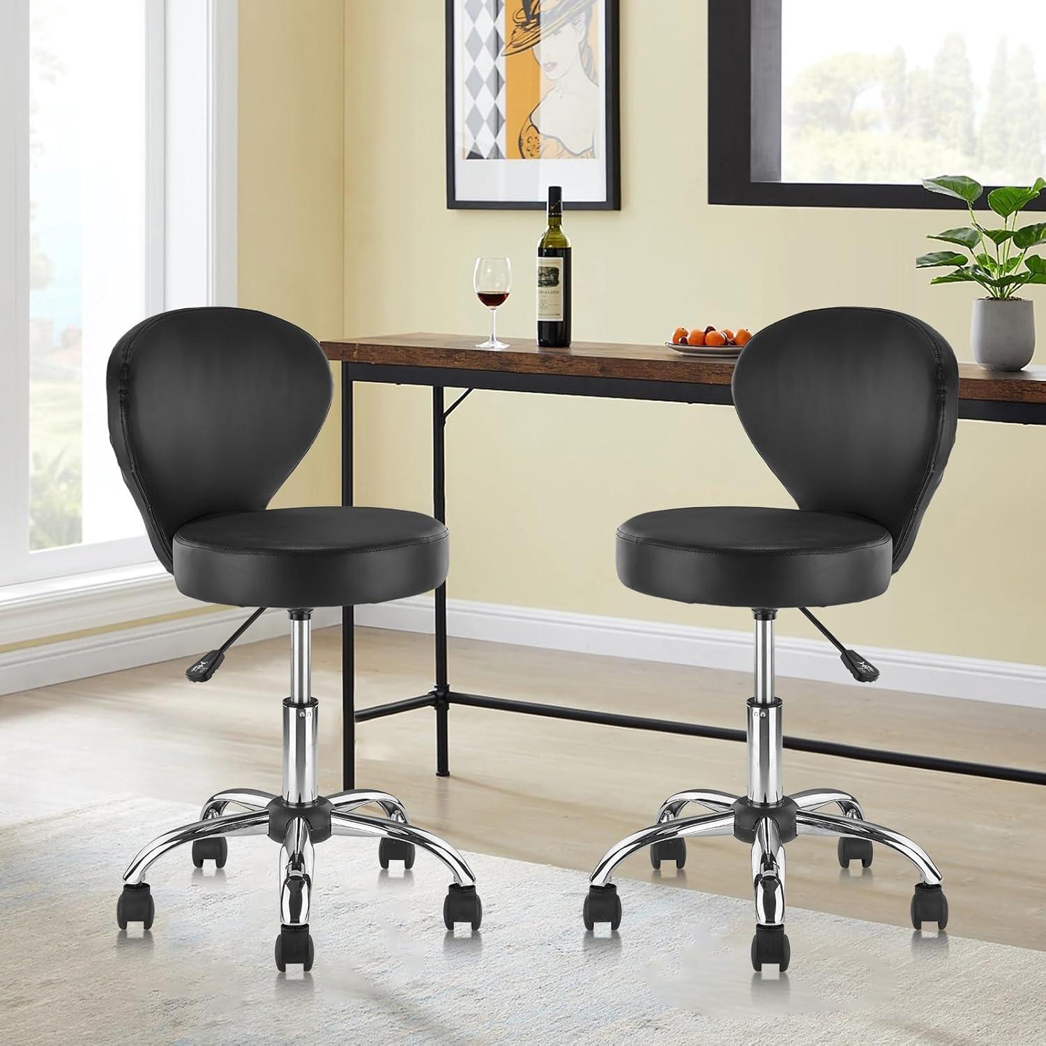 Backed Adjustable Height Ergonomic Lab Stool with Wheels