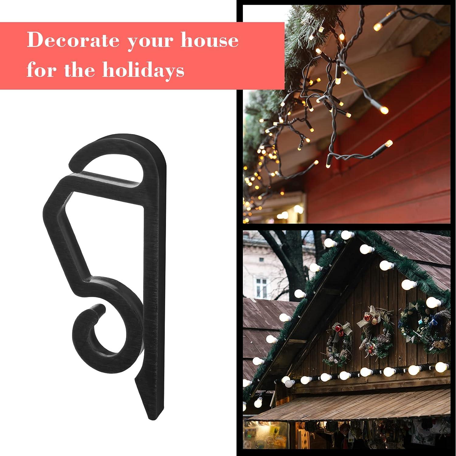 Marsui Christmas Light Clip Outdoor Gutter Hook Weatherproof Outdoor Light Clip Holiday Light Clip for Christmas Decoration String Light (Black, 120 Pieces)