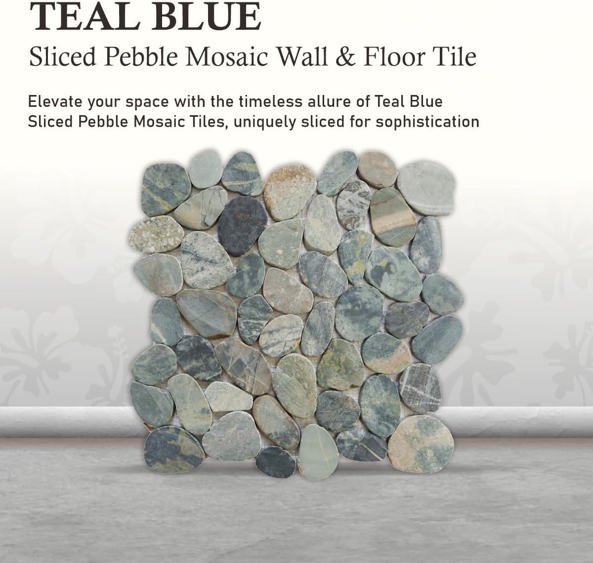 b.o.i Hawaii 12" x 12" Natural Stone Pebbles Mosaic Wall & Floor Tile