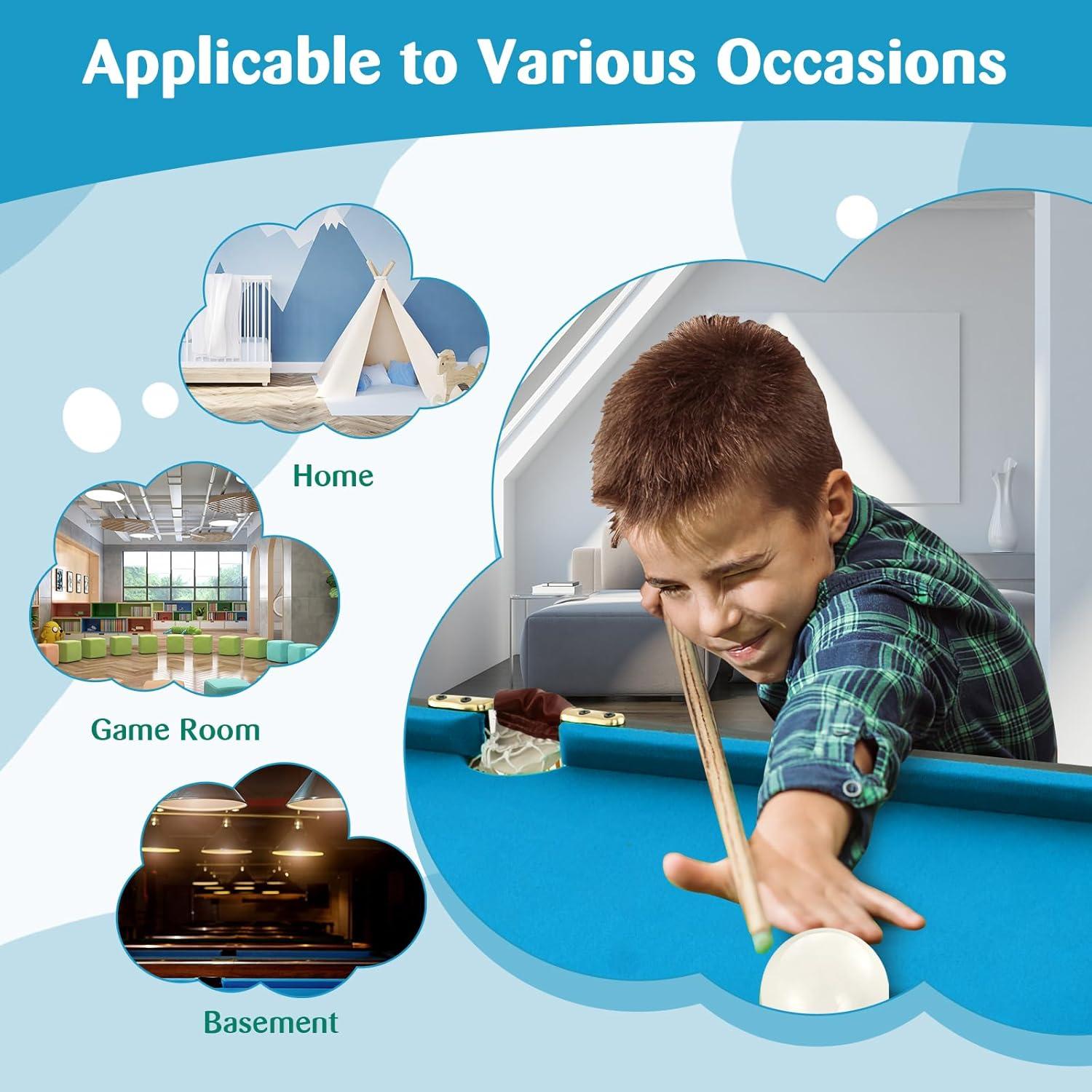 Costway 47" Folding Billiard Table Pool Game Table for Kids w/ Cues & Chalk & Brush