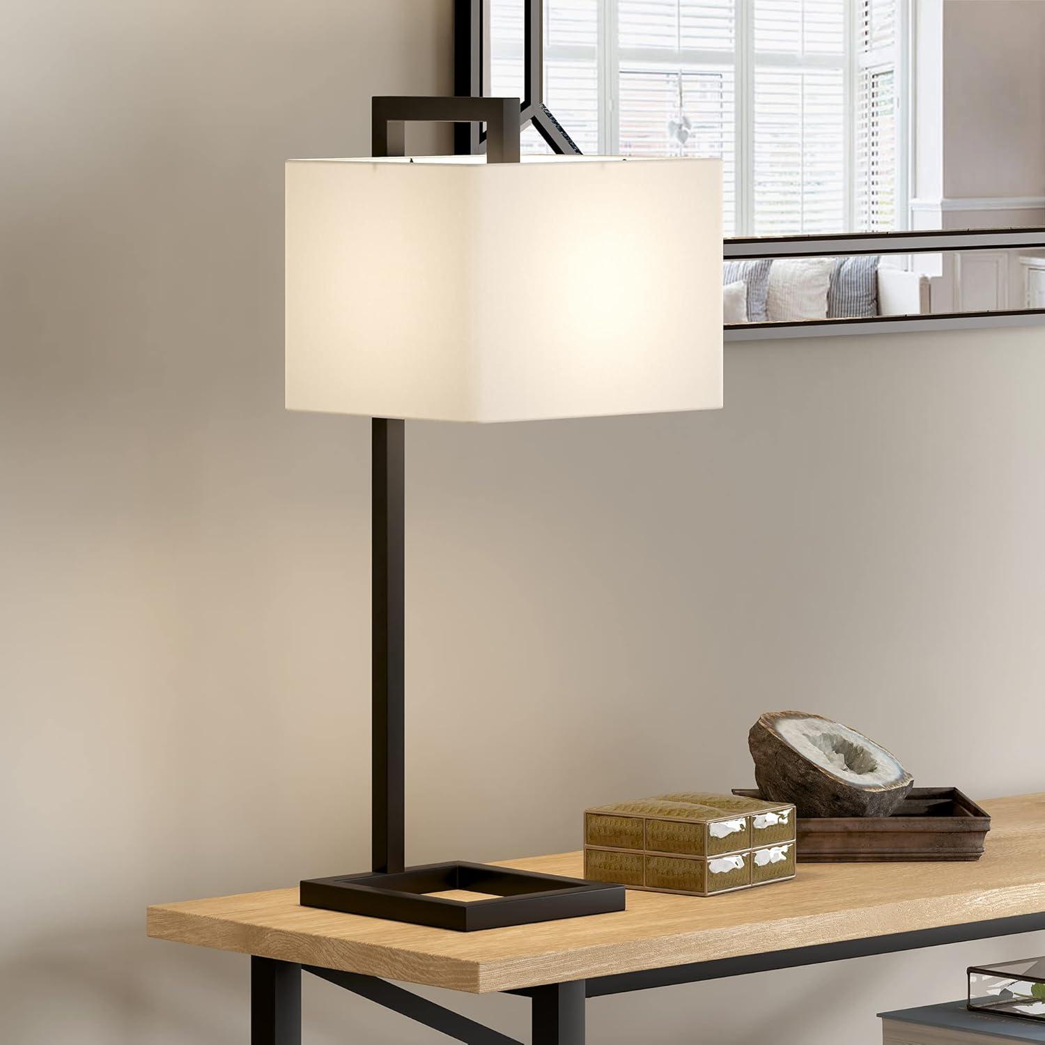 Evelyn&Zoe Modern Metal Table Lamp with Square Shade