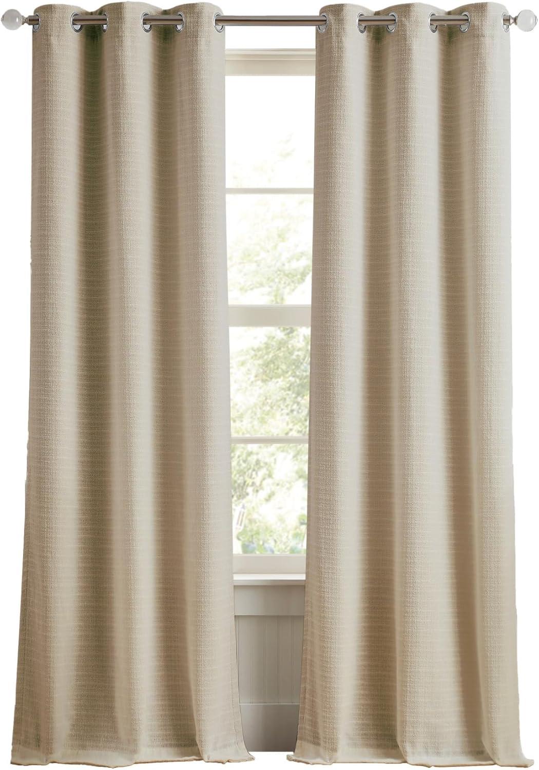 84"x37"Martha Stewart 2pk Sutter 84" Dark Lined Curtain Panel Sand