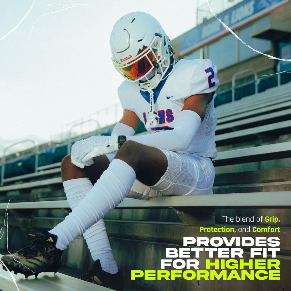 We Ball Sports Scrunch Football Socks, Extra Long Padded Sports Socks for Men & Boys (Red, L)