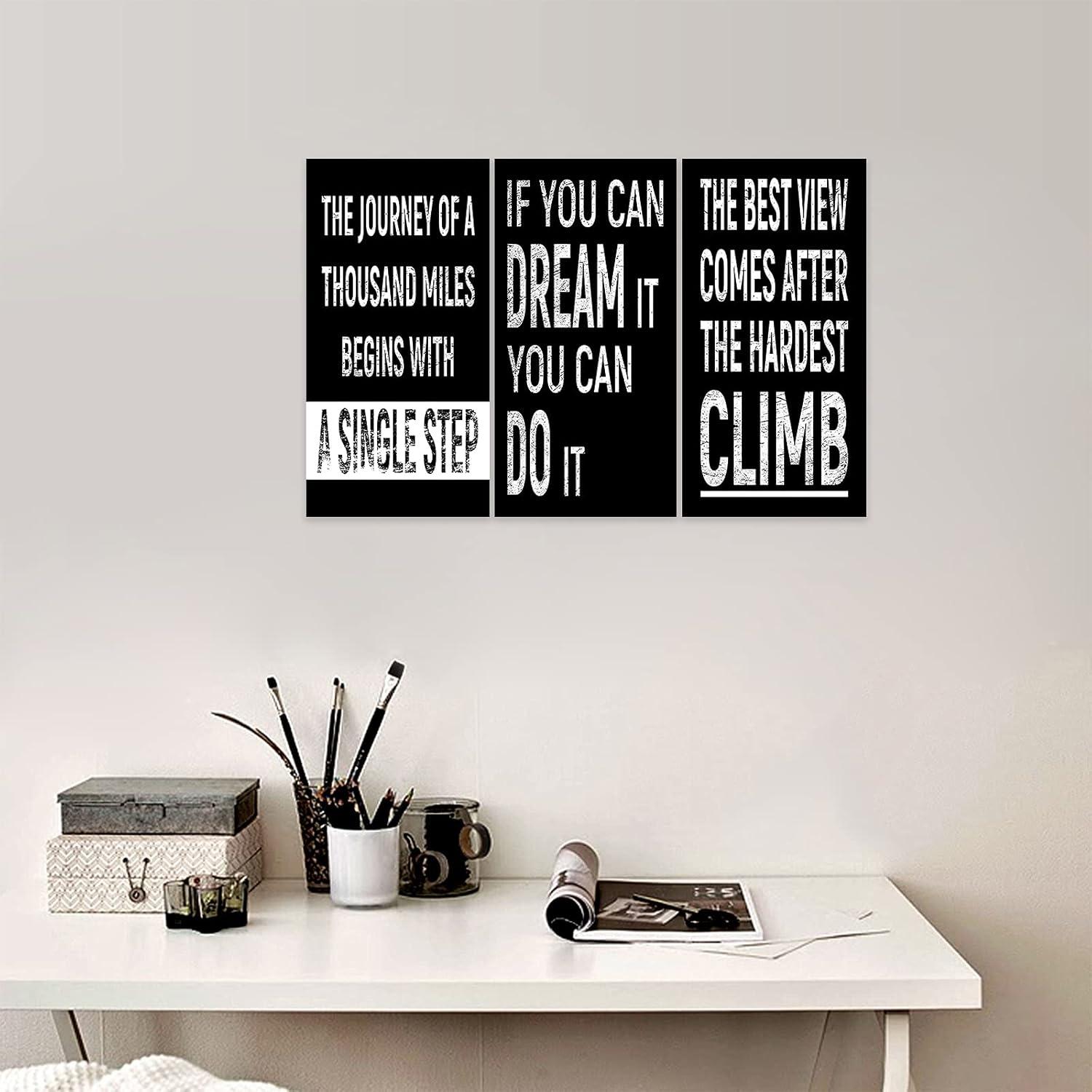 Inspirational Black and White Motivational Canvas Print Set