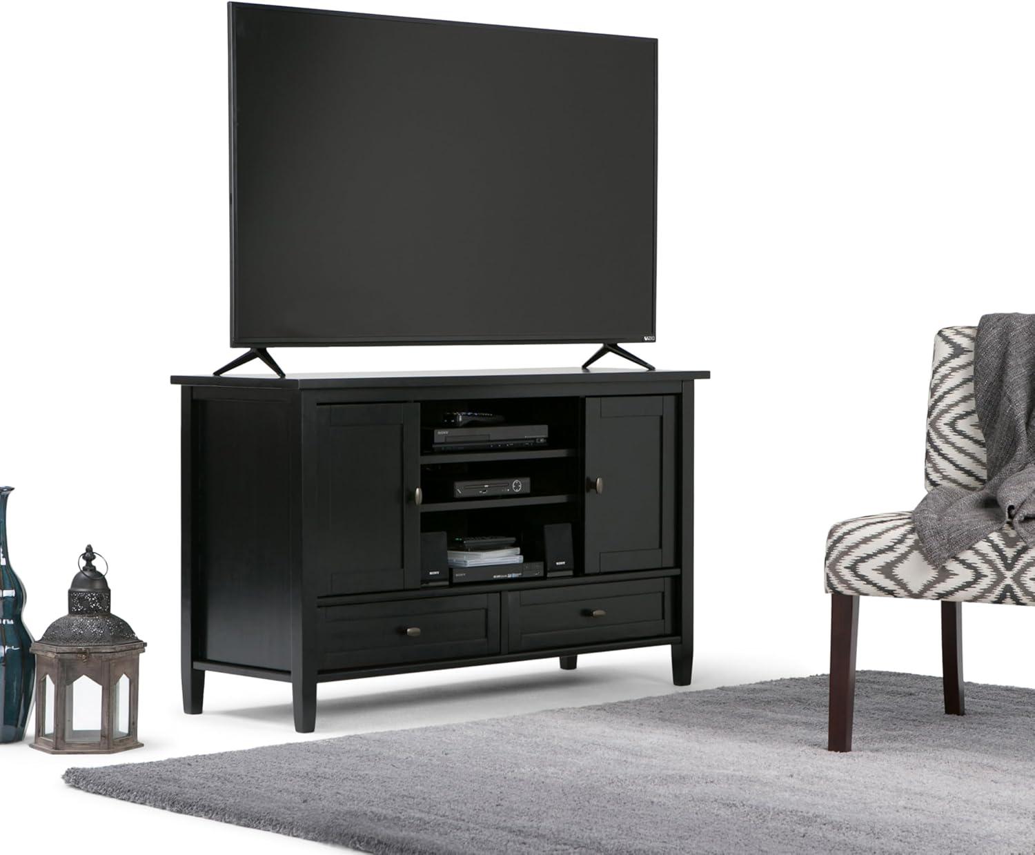 Simpli Home Warm Shaker 47"W Solid Wood TV Stand for TVs up to 55" with 2 Storage Cabinets and 2 Drawers