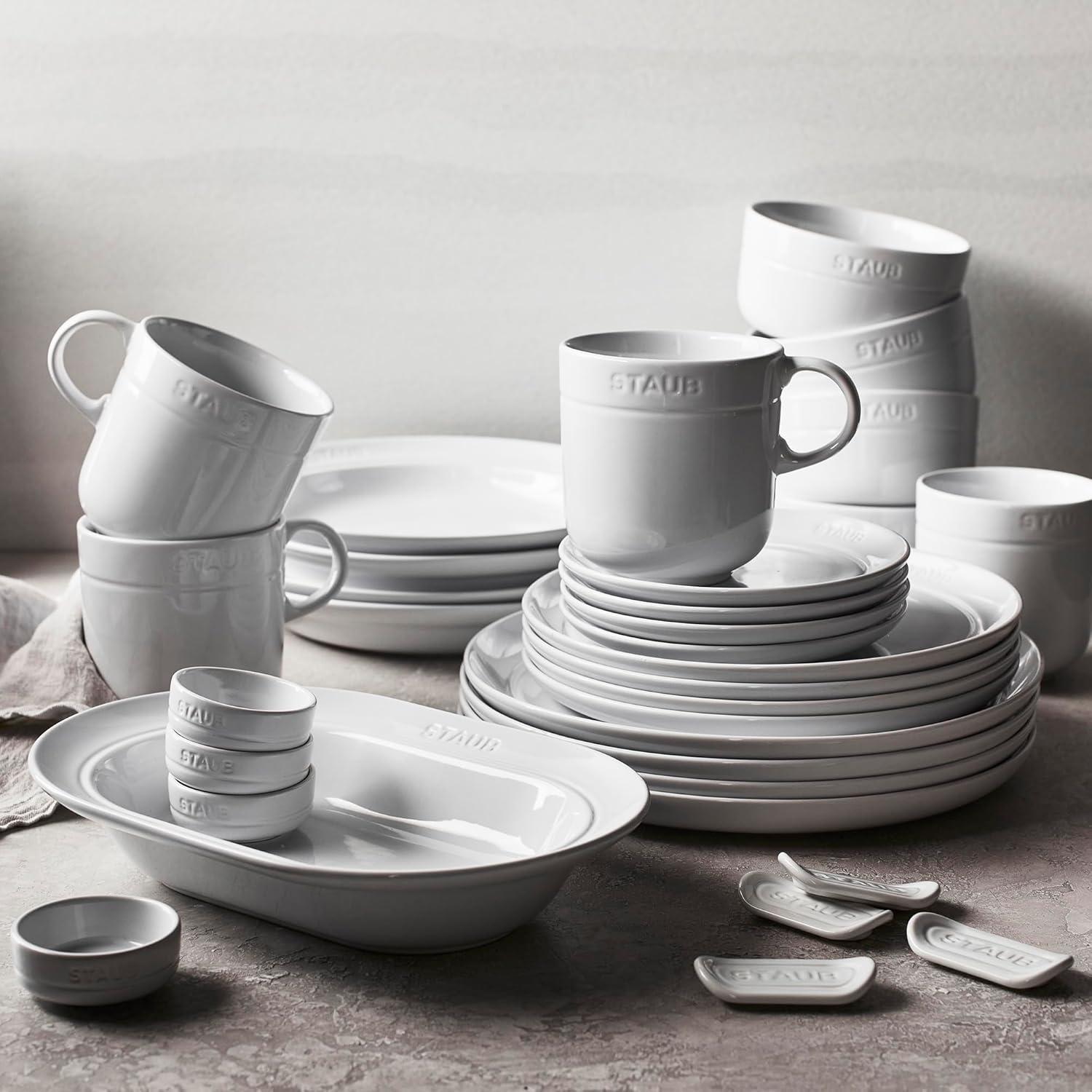 Staub White Stoneware Mugs, Set of 4
