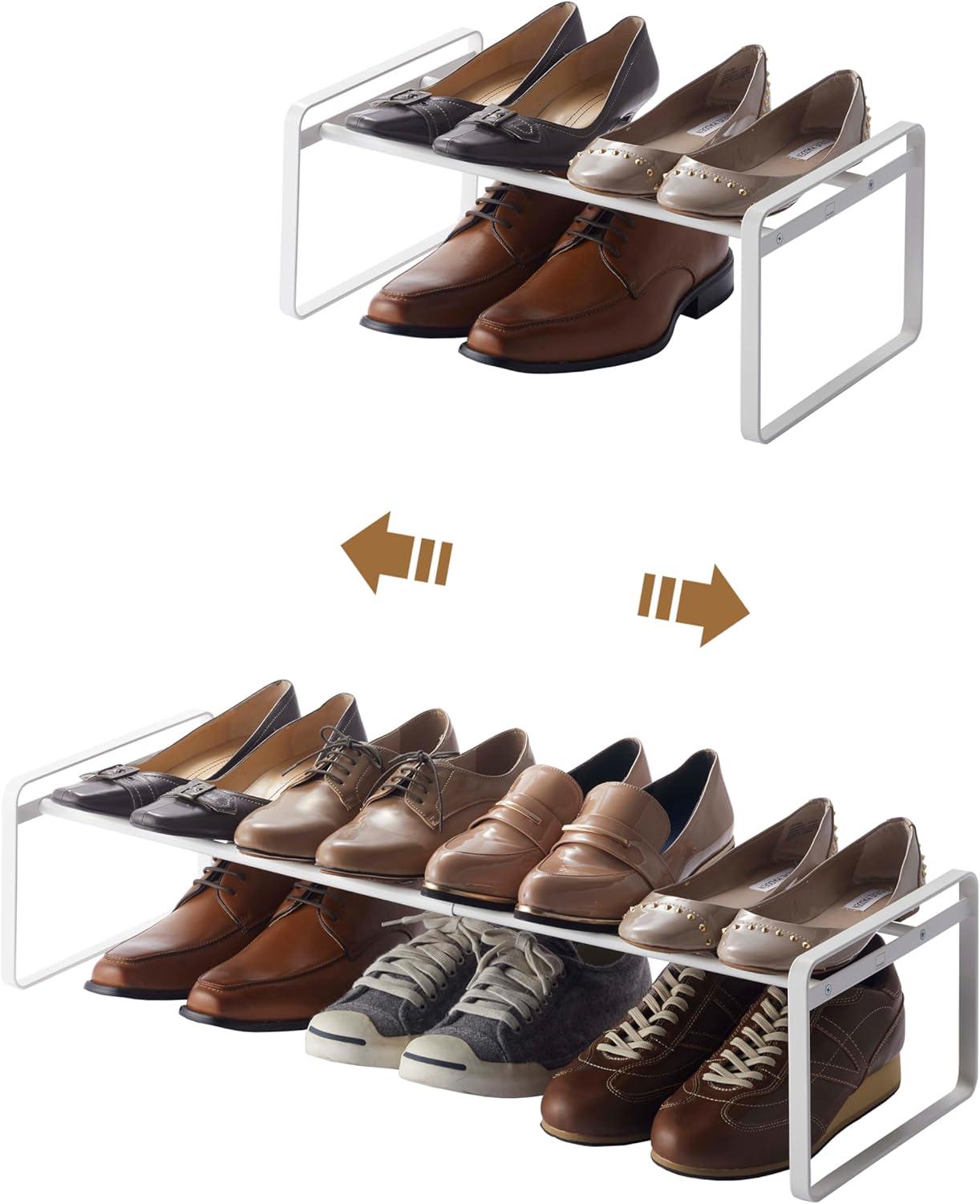 Yamazaki Home Adjustable Shoe Rack, Spacesaving Storage Solution, Steel, Expandable, Stackable