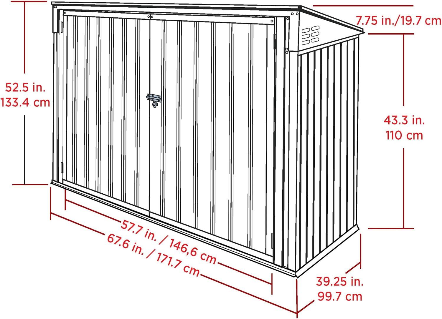 Arrow 6' x 3' Gray Galvanized Steel Horizontal Shed