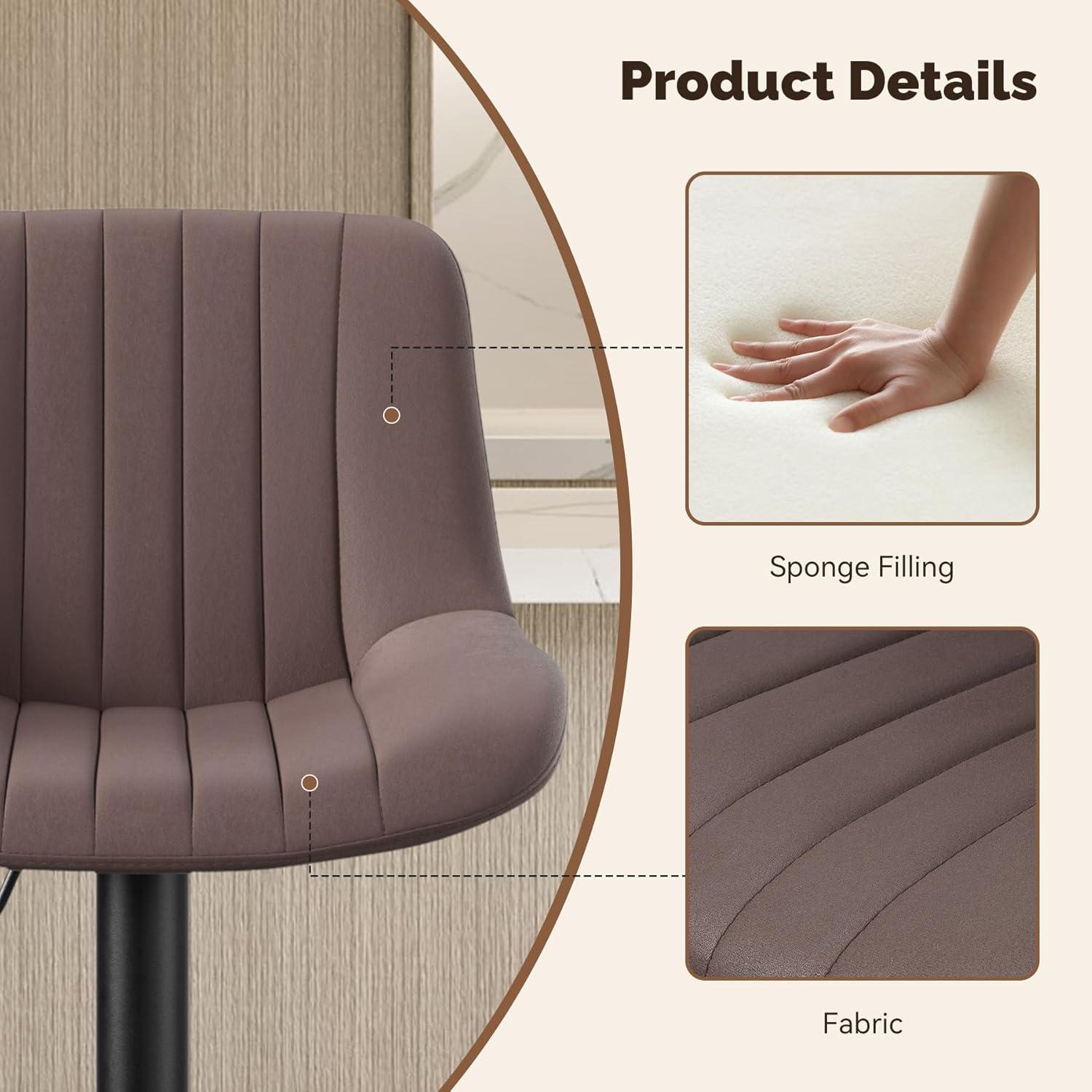 Hawsaiy Adjustable Bar Stools Set of 2, Swivel Counter Height Bar Chairs with Back, Modern Technical Fabric Barstools for Kitchen Island & Home, Green