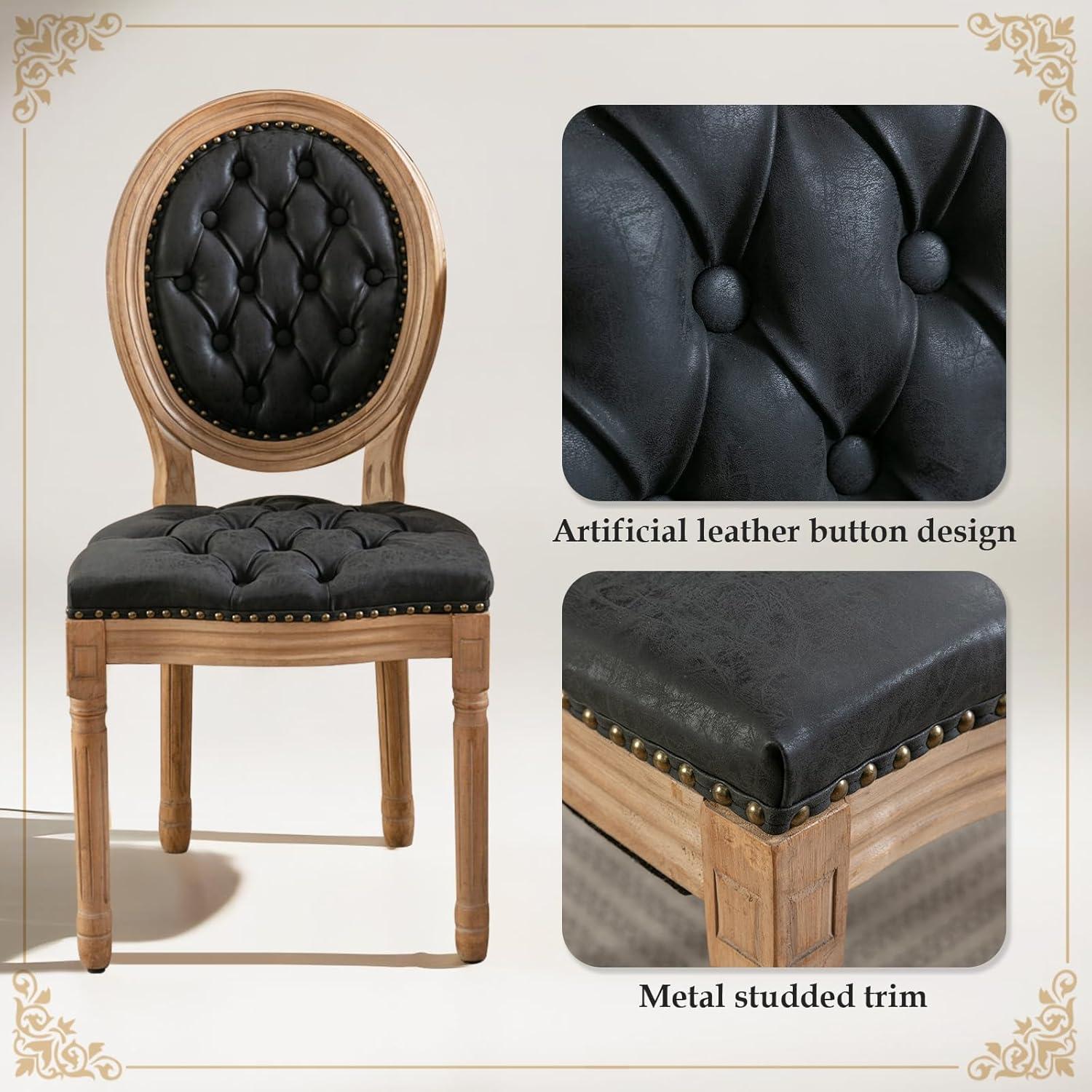 Ophelia & Co. French Style Solid Wood Frame Dining Chair with Nailhead Trim Set of 2