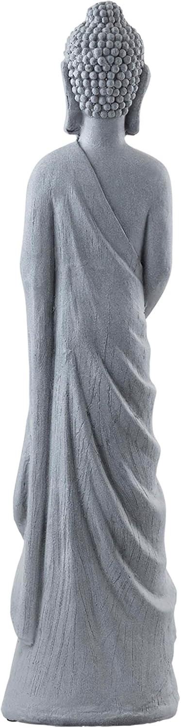 32" Magnesium Oxide Standing Buddha Statue Gray - Alpine Corporation: Outdoor Decor, Garden Accent