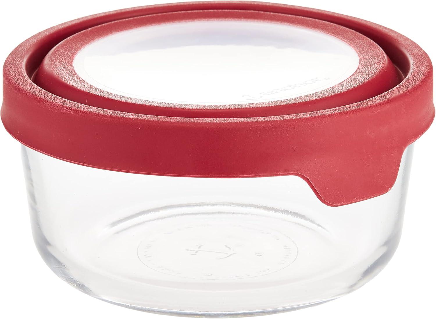 Red Glass 7-Cup Food Storage Jar with Airtight Lid