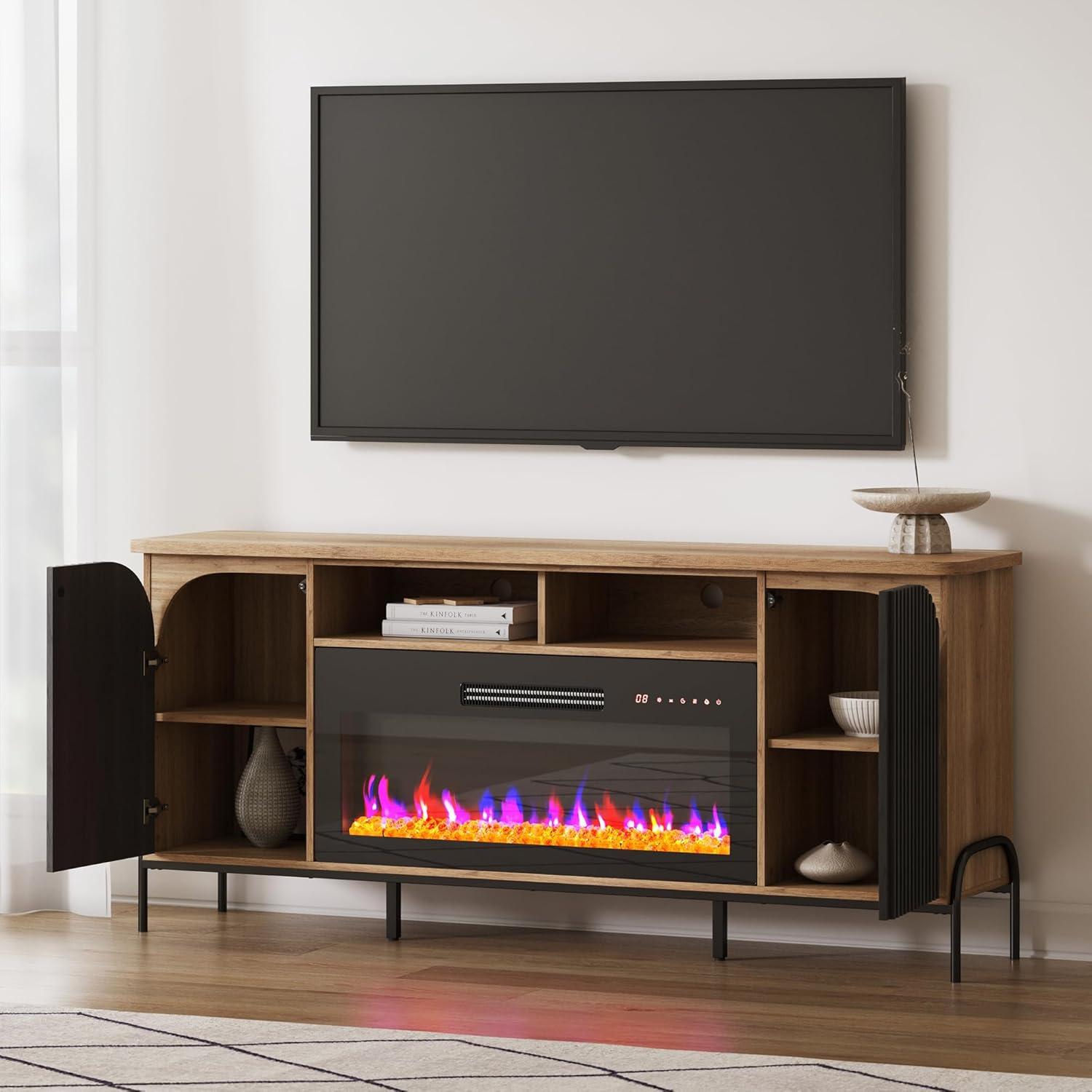 68 Inch TV Stand with 36" Electric Fireplace