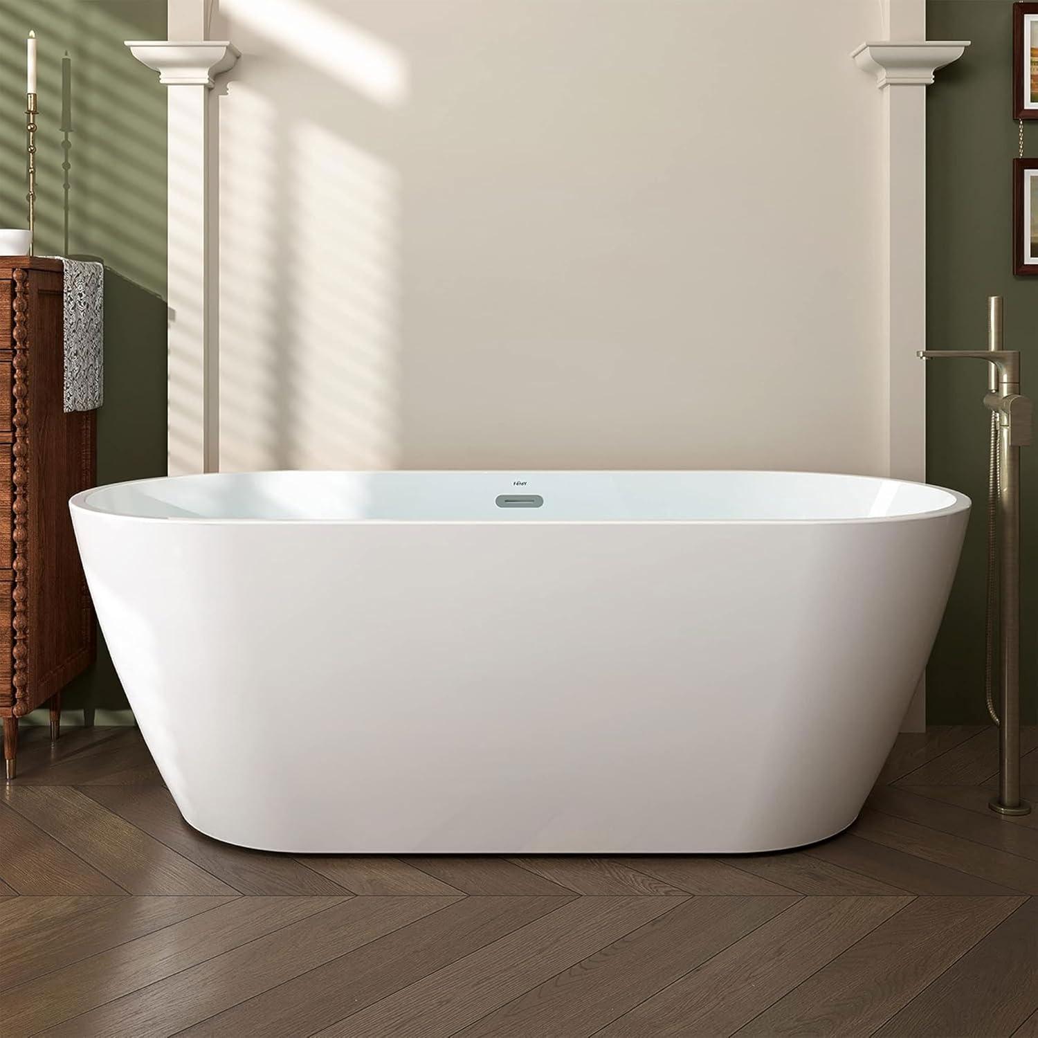 Bali 67" Glossy White Acrylic Freestanding Bathtub