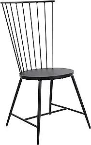 Sleek Minimalist Windsor Metal Side Chair in Black