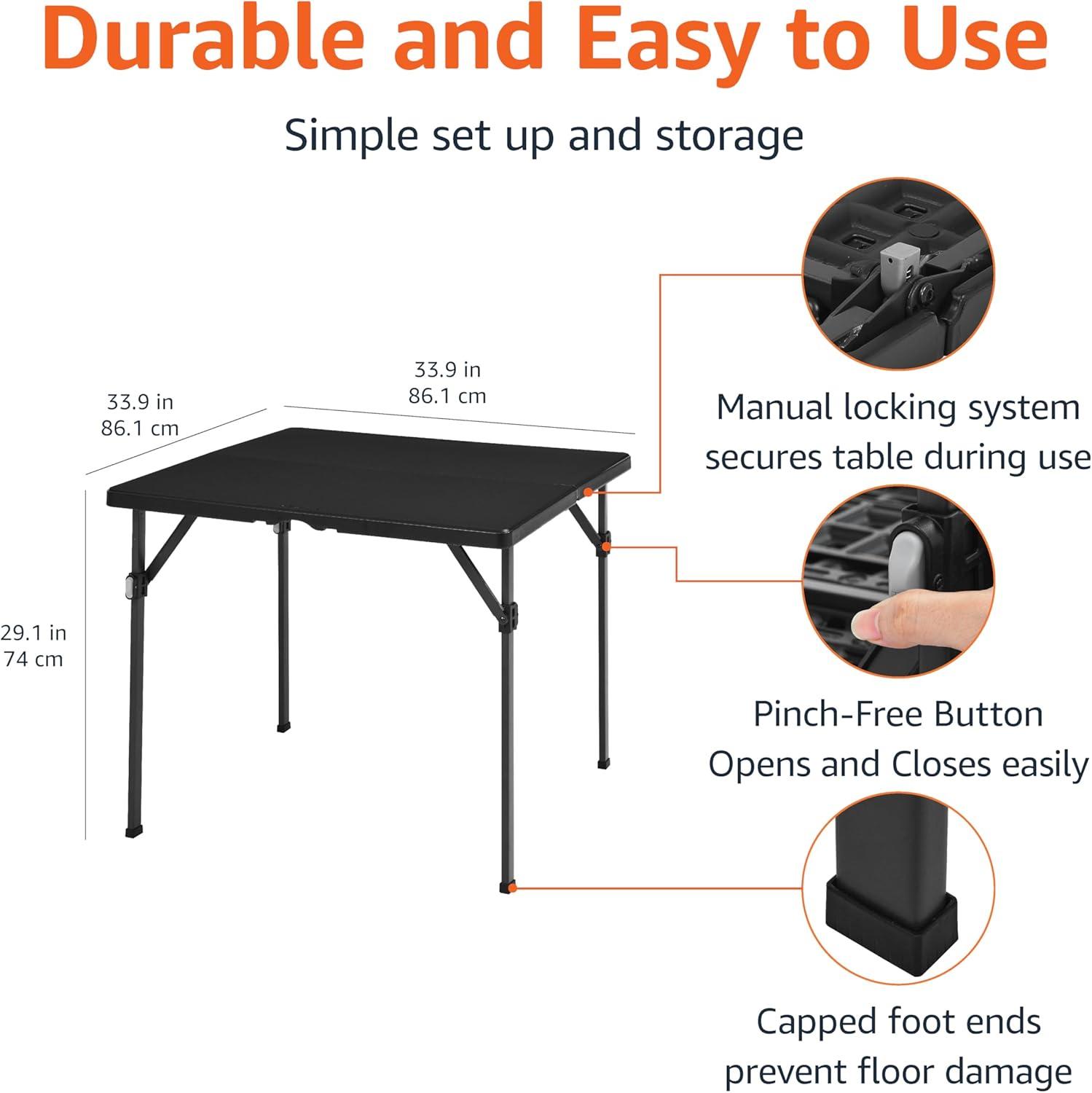 34 inch Portable Folding Card Table with Carrying Handle