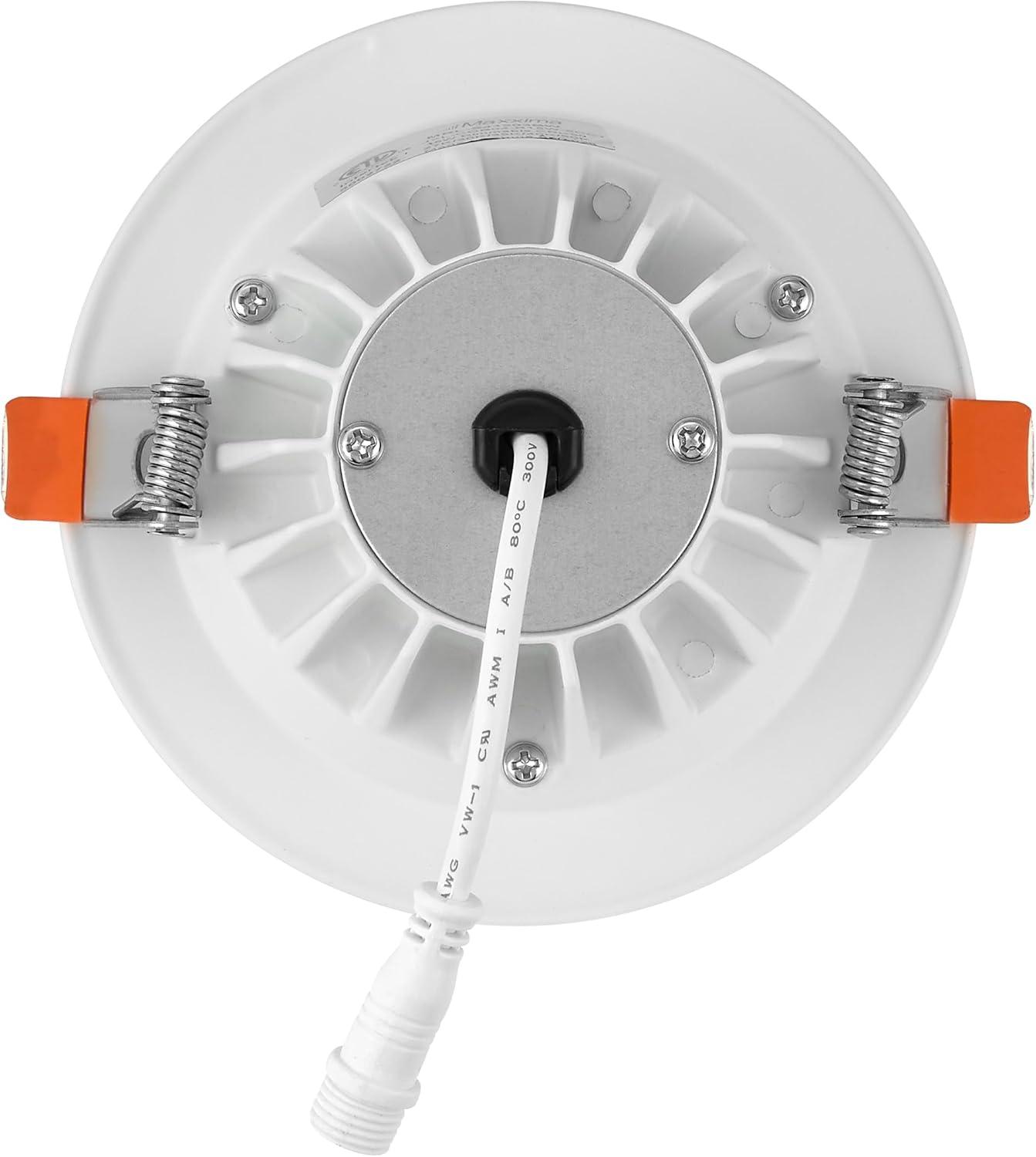 Maxxima 4 in. Slim Round Recessed Anti-Glare LED Downlight, White Trim Black Baffle, Canless IC Rated, 1200 Lumens, 5 CCT 2700K-5000K