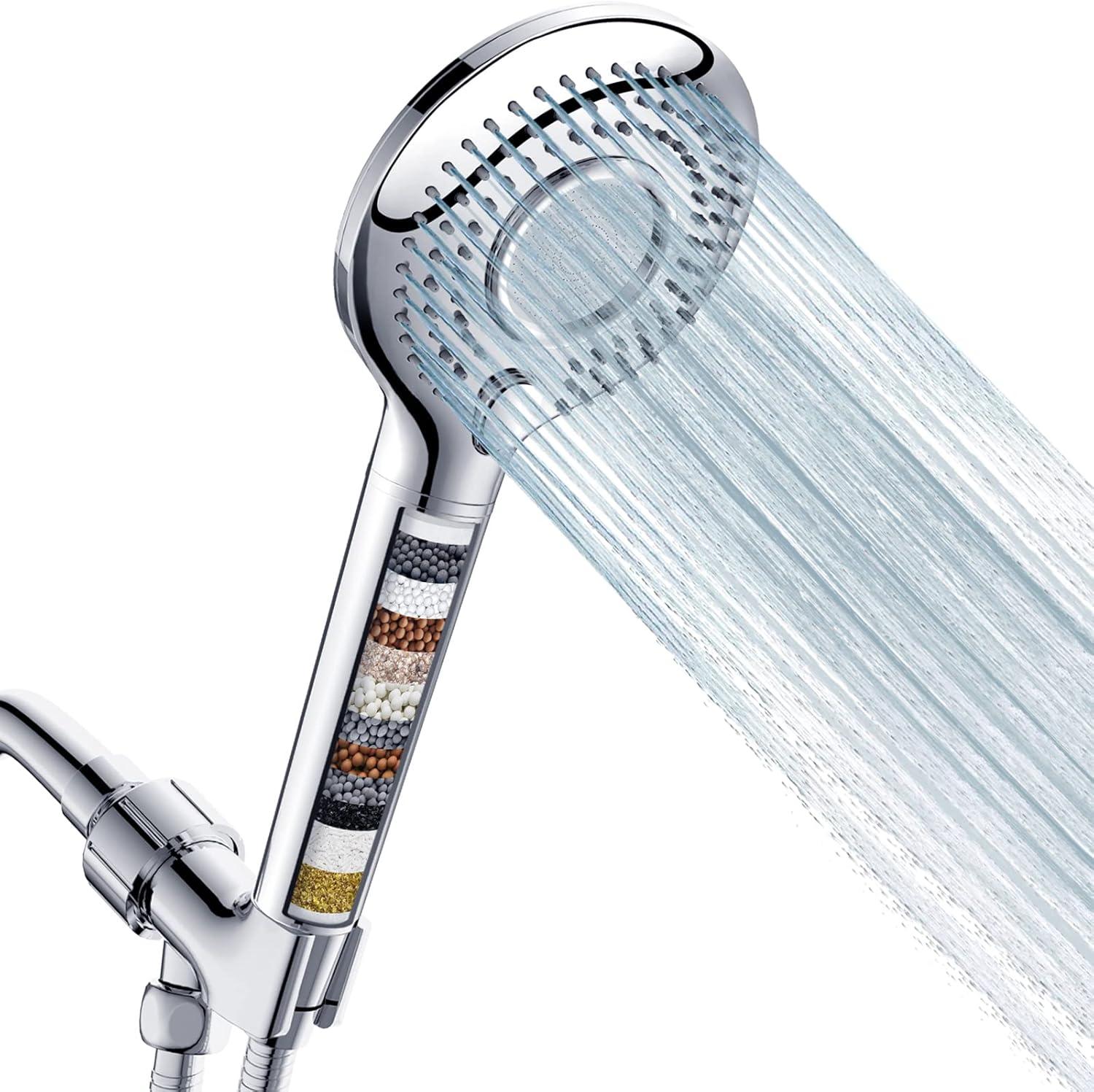 Chrome Handheld Shower Head with Filter and 60" Hose