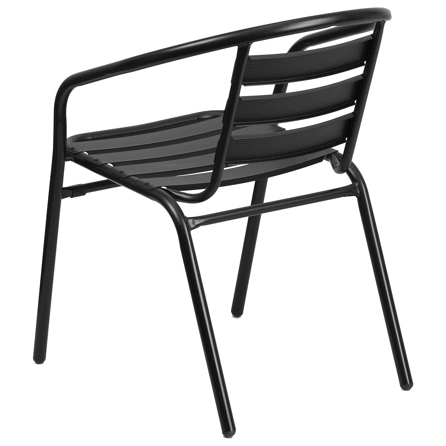 Flash Furniture Black Metal Restaurant Stack Chair with Aluminum Slats