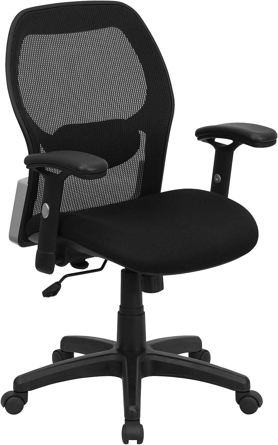 Mid-Back Black Super Mesh Executive Swivel Office Chair with Mesh Padded Seat - Belnick