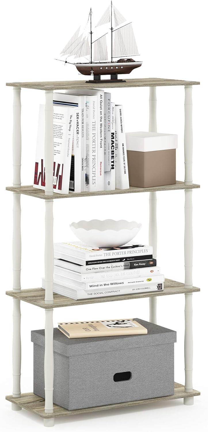 Furinno Modern 4-Tier Decorative Bookshelf Open Multipurpose Bookcase Shelf Display Rack for Living Room&Home Office&Decor,Sonoma Oak/White