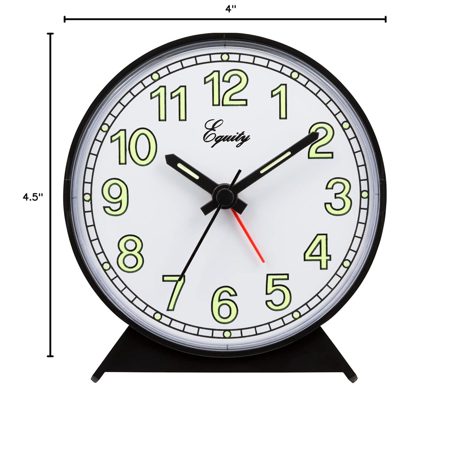 Equity Battery-Operated Black Analog Quartz Alarm Clock, 14077