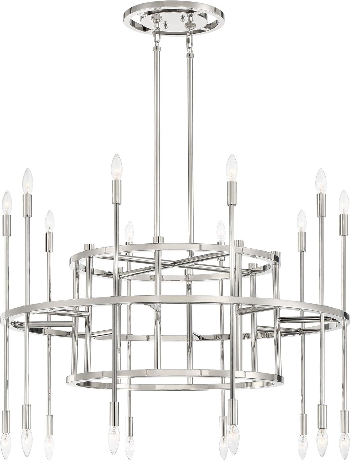 Aries 20-Light Polished Nickel and Crystal Chandelier