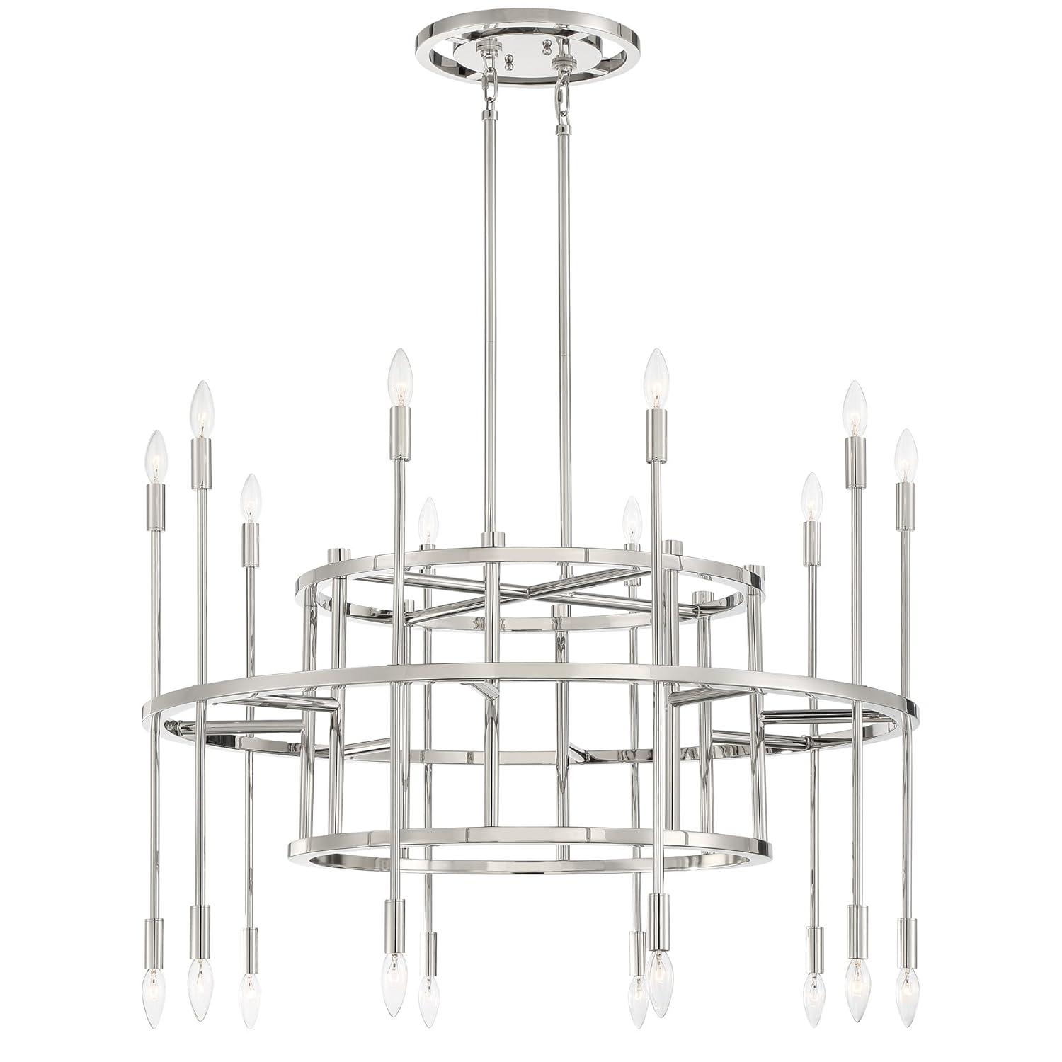 Aries 20-Light Polished Nickel and Crystal Chandelier