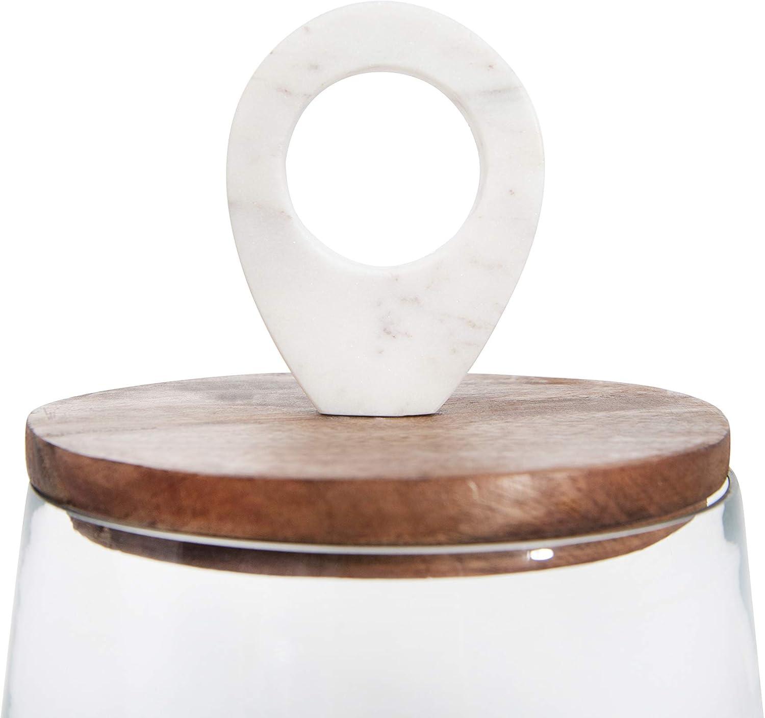 Clear Glass Jar with Mango Wood and Marble Lid by Sprinkle & Bloom