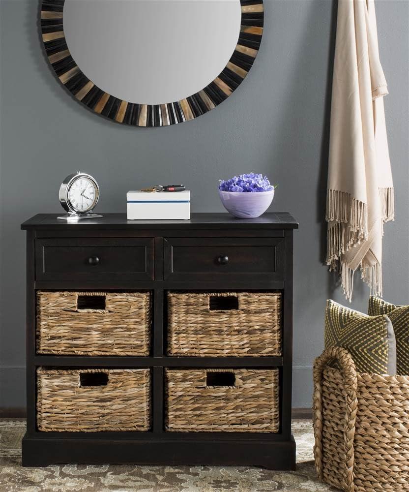 Herman Storage Unit with Wicker Baskets - Red - Safavieh.