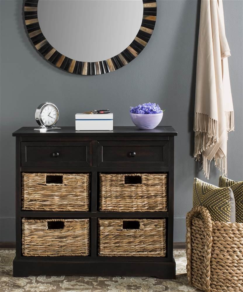 Herman Storage Unit with Wicker Baskets - Red - Safavieh.